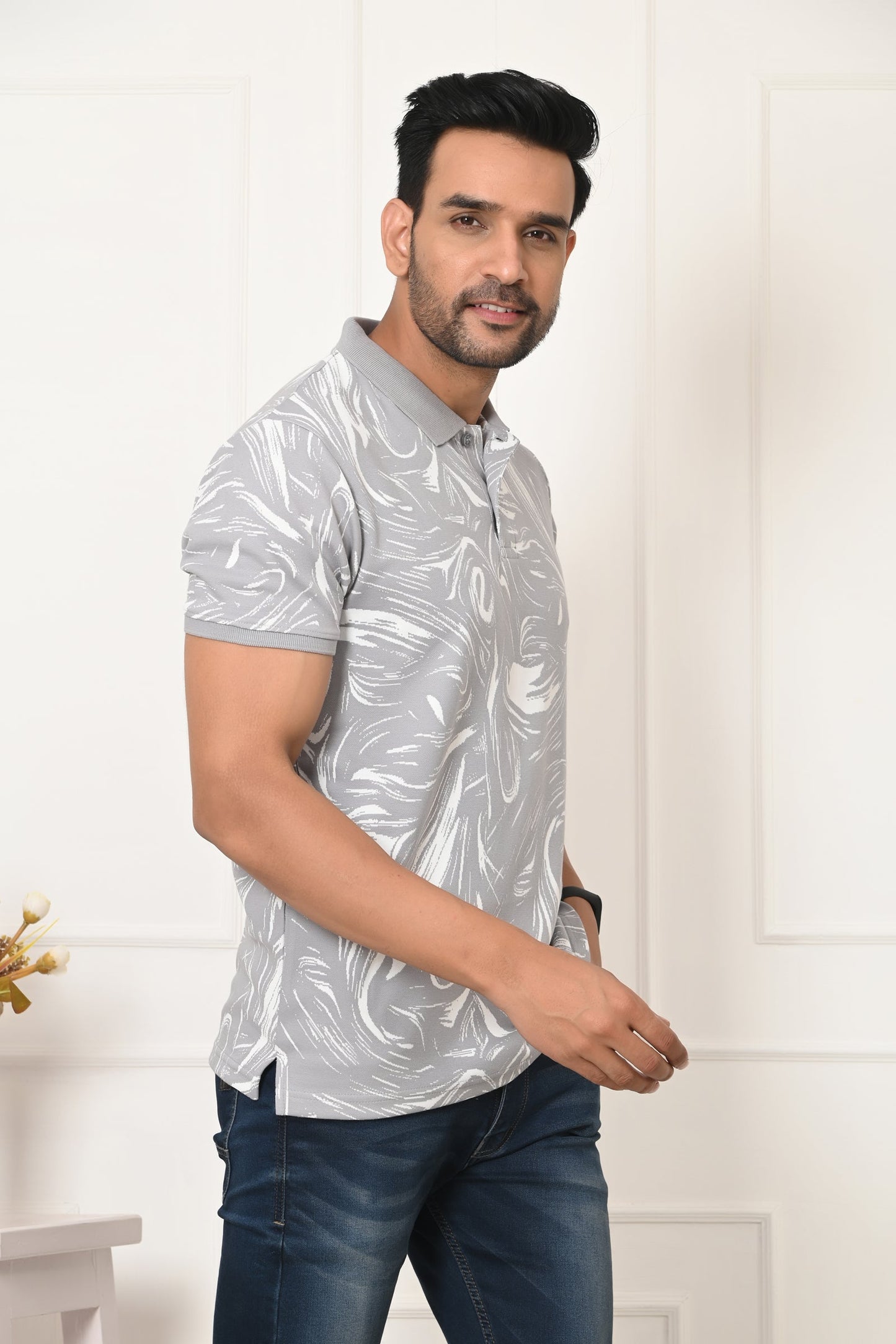Arbour Men Polo Neck All Over Print T-Shirt