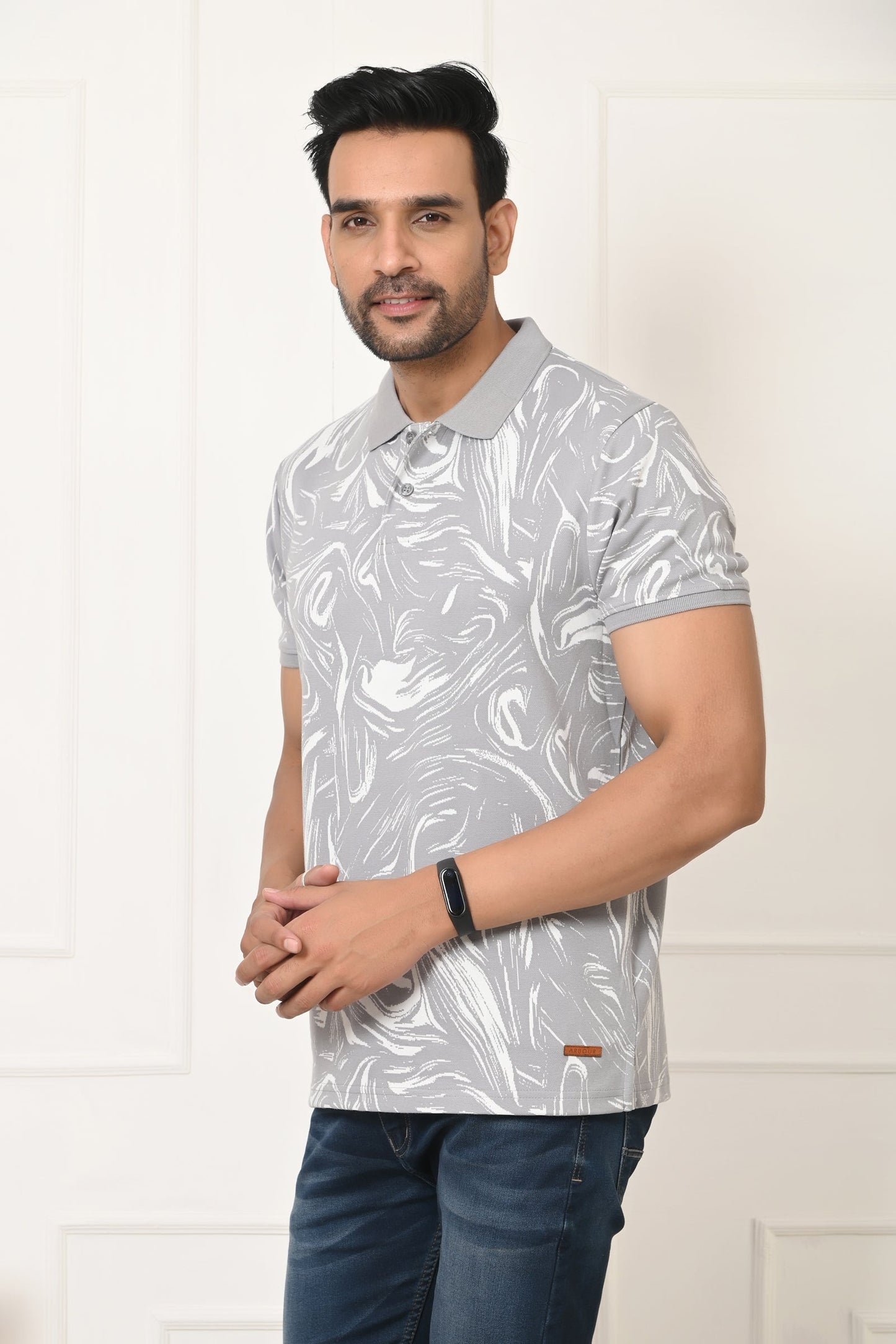 Arbour Men Polo Neck All Over Print T-Shirt