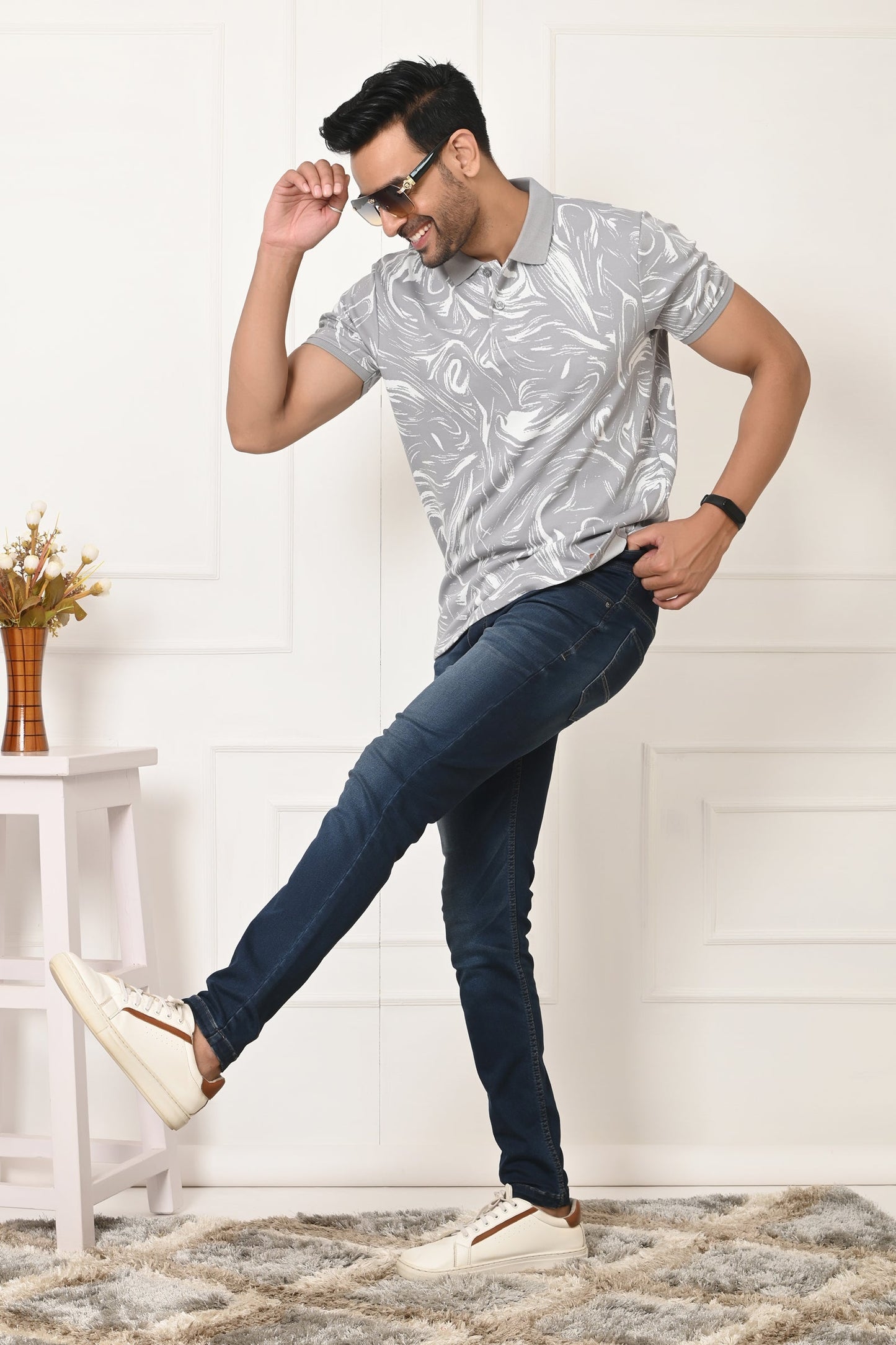 Arbour Men Polo Neck All Over Print T-Shirt