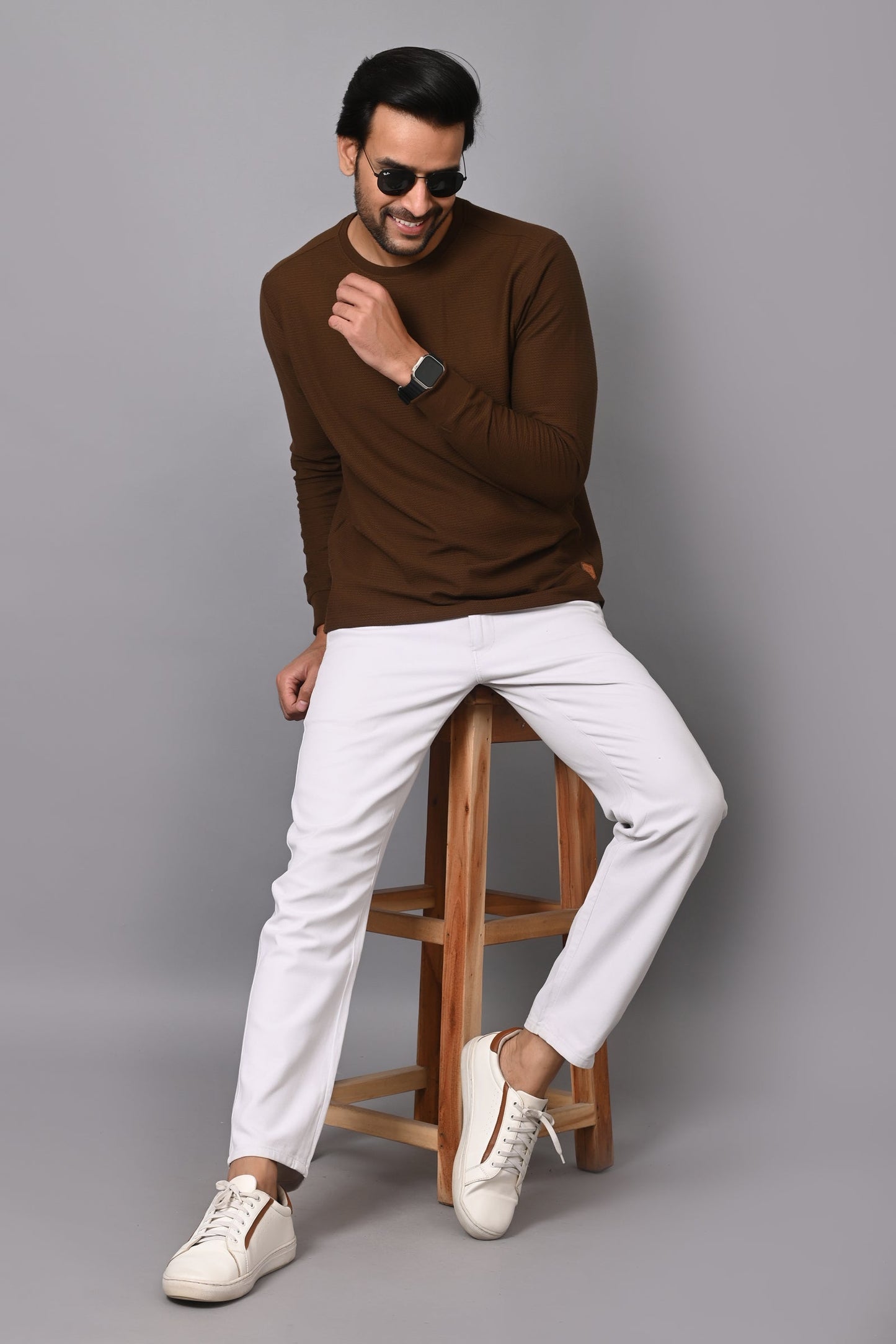 Arbour Men Round Neck Slim Fit Full Sleeves T-Shirt
