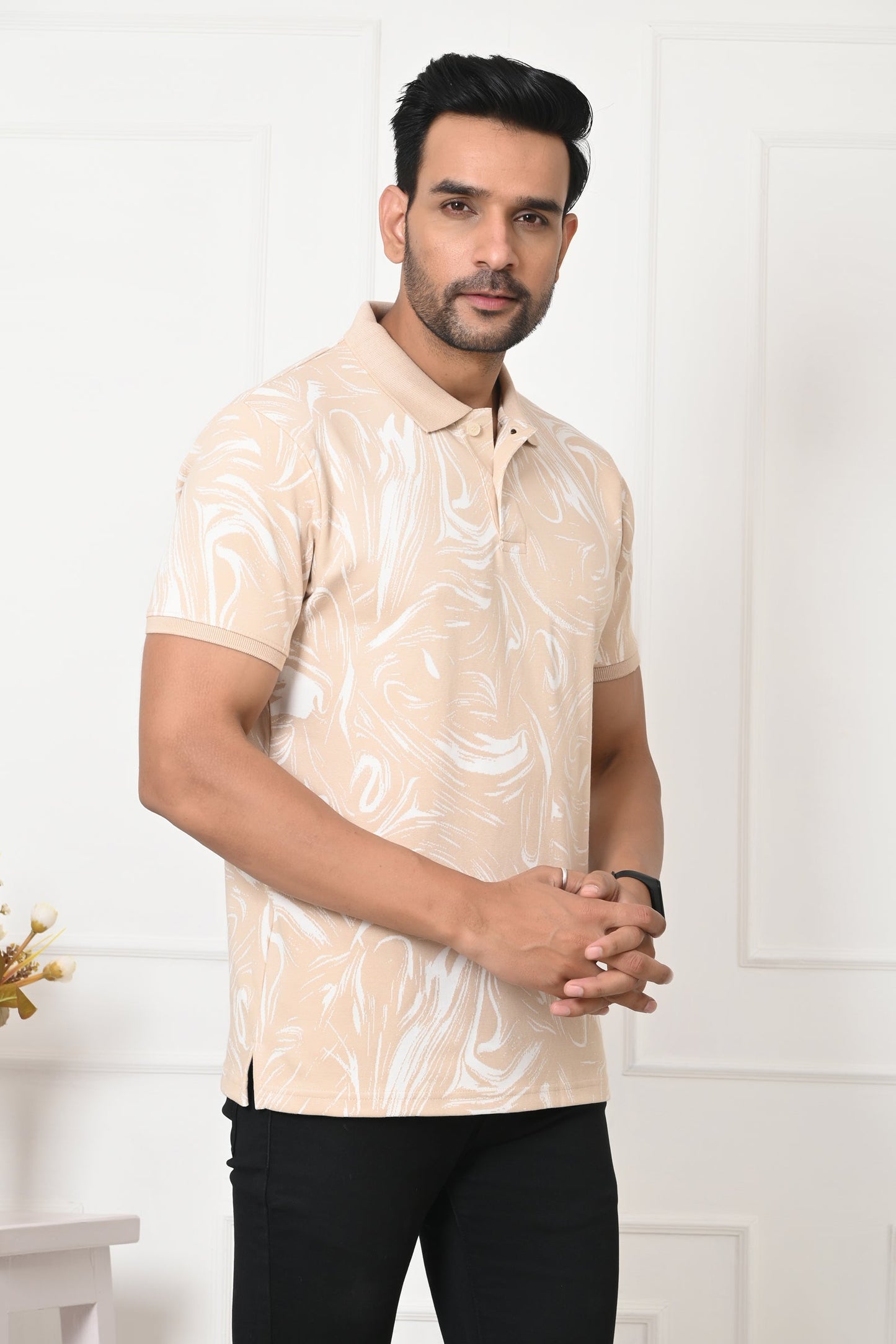 Arbour Men Polo Neck All Over Print T-Shirt