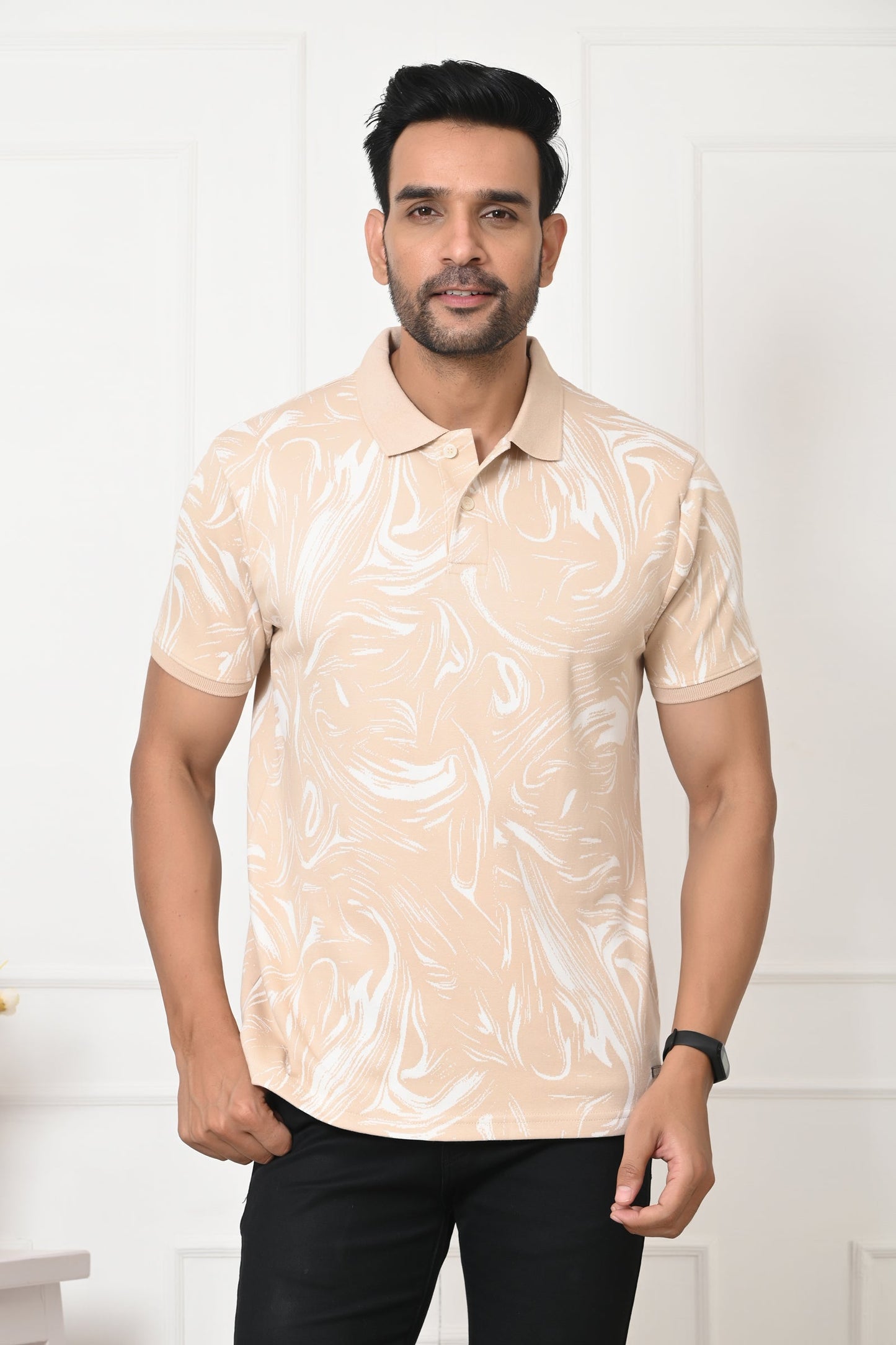 Arbour Men Polo Neck All Over Print T-Shirt