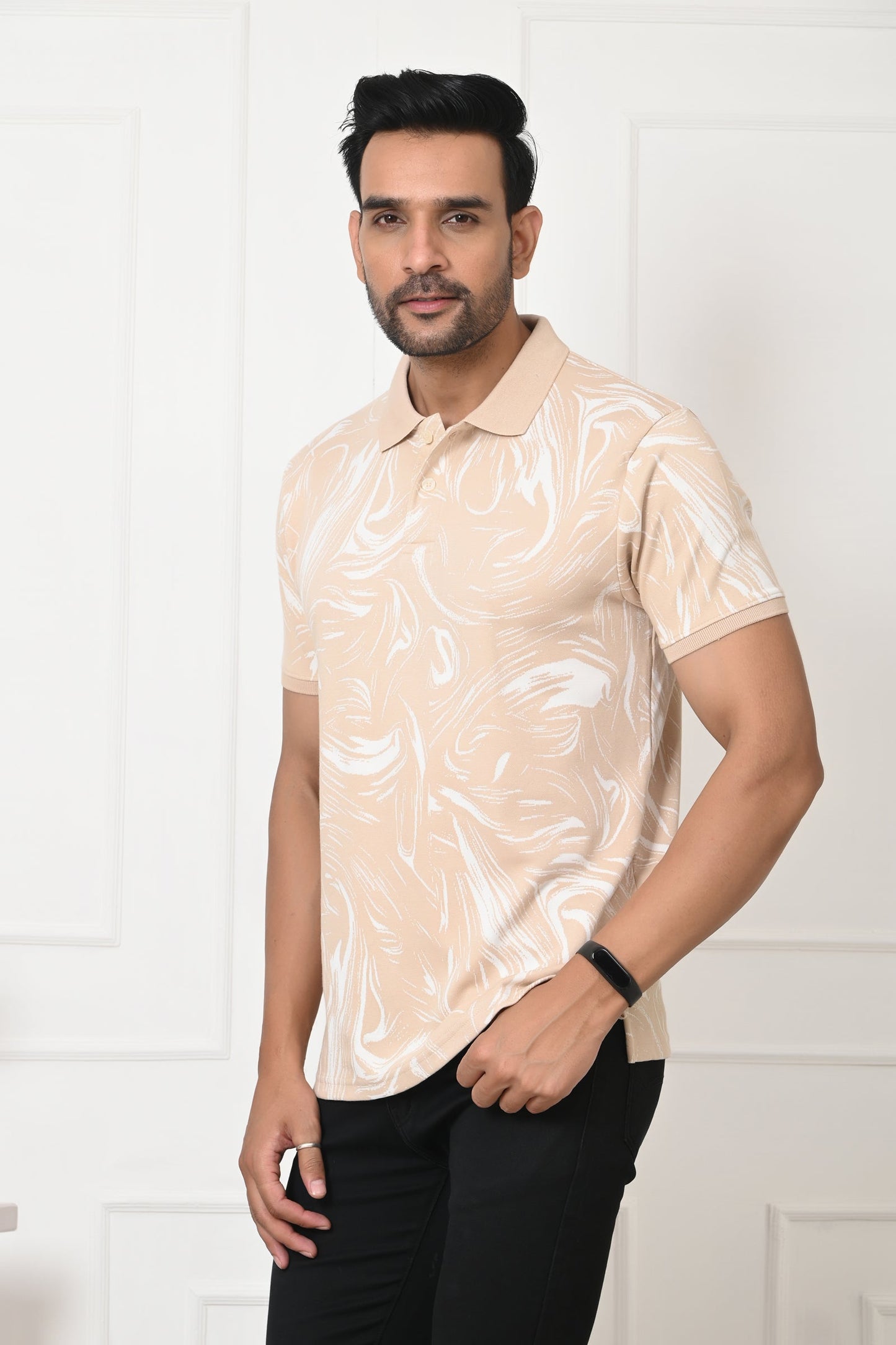 Arbour Men Polo Neck All Over Print T-Shirt