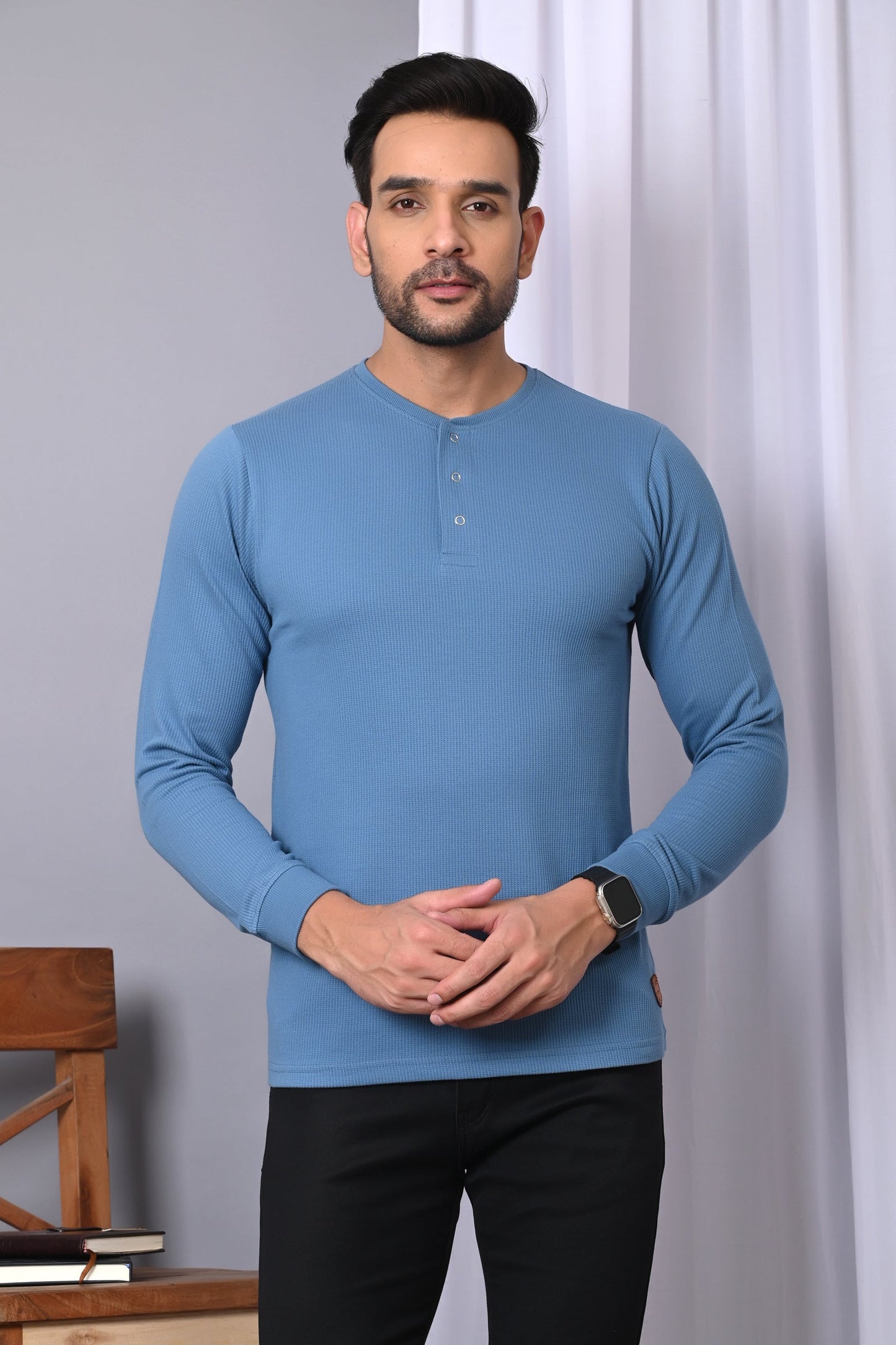 Arbour Men Henley Neck Full Sleeves T-Shirt