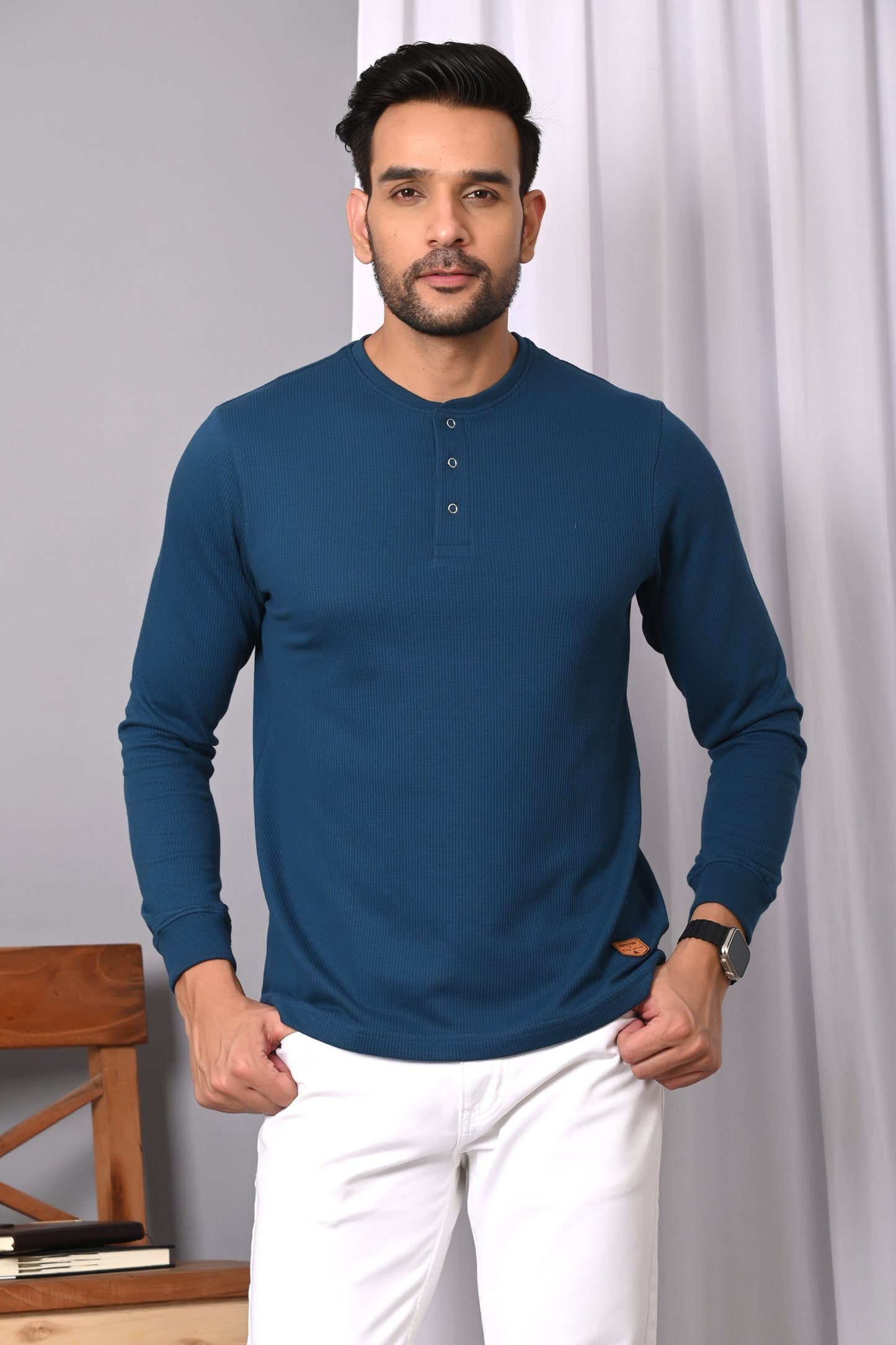 Arbour Men Henley Neck Full Sleeves T-Shirt