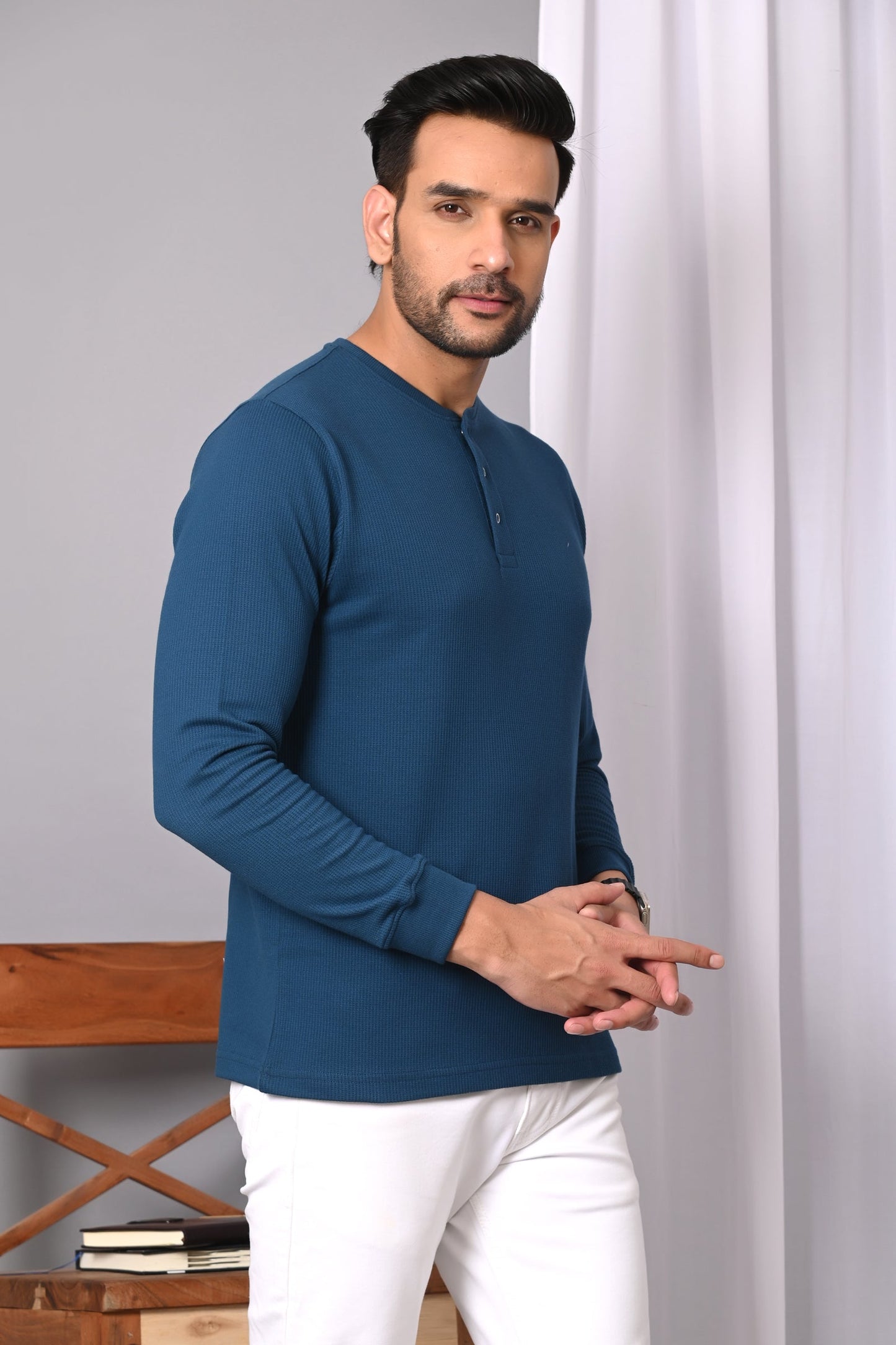 Arbour Men Henley Neck Full Sleeves T-Shirt