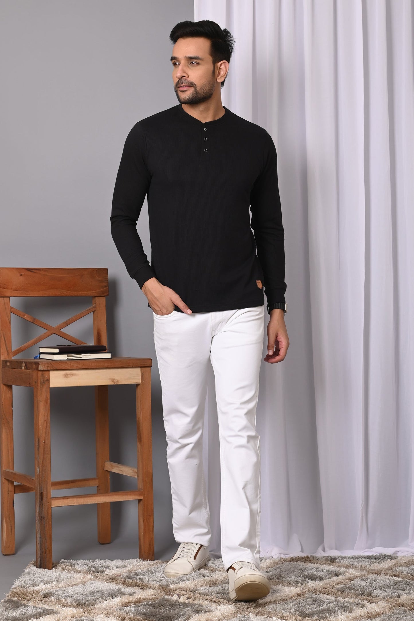 Arbour Men Henley Neck Full Sleeves T-Shirt