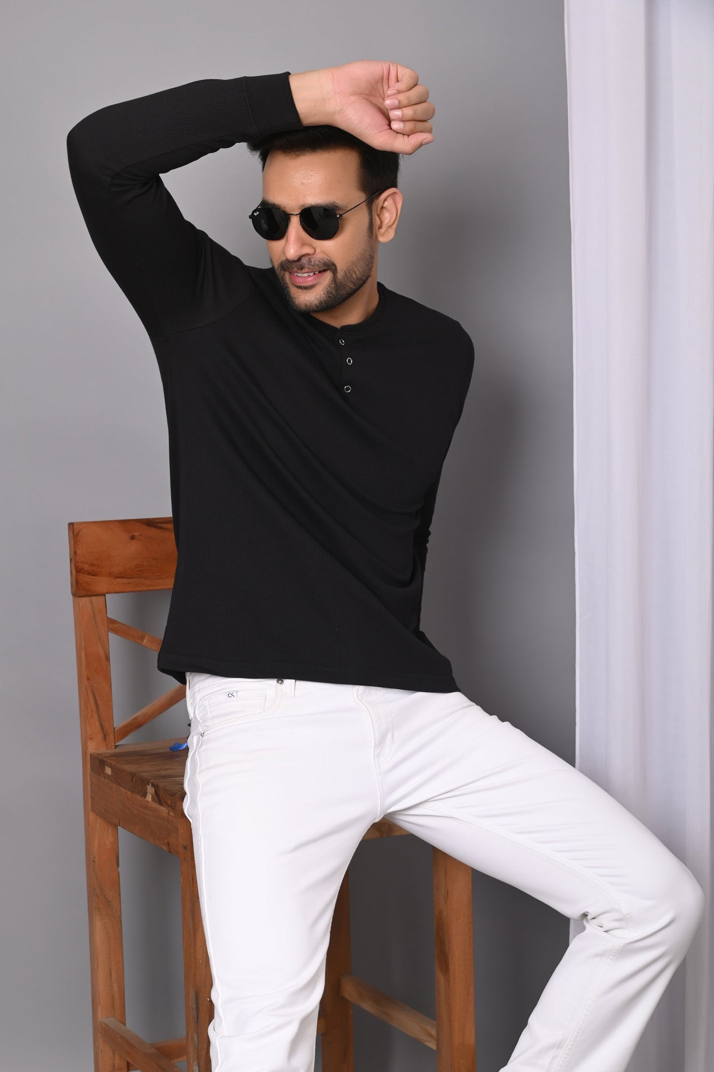 Arbour Men Henley Neck Full Sleeves T-Shirt
