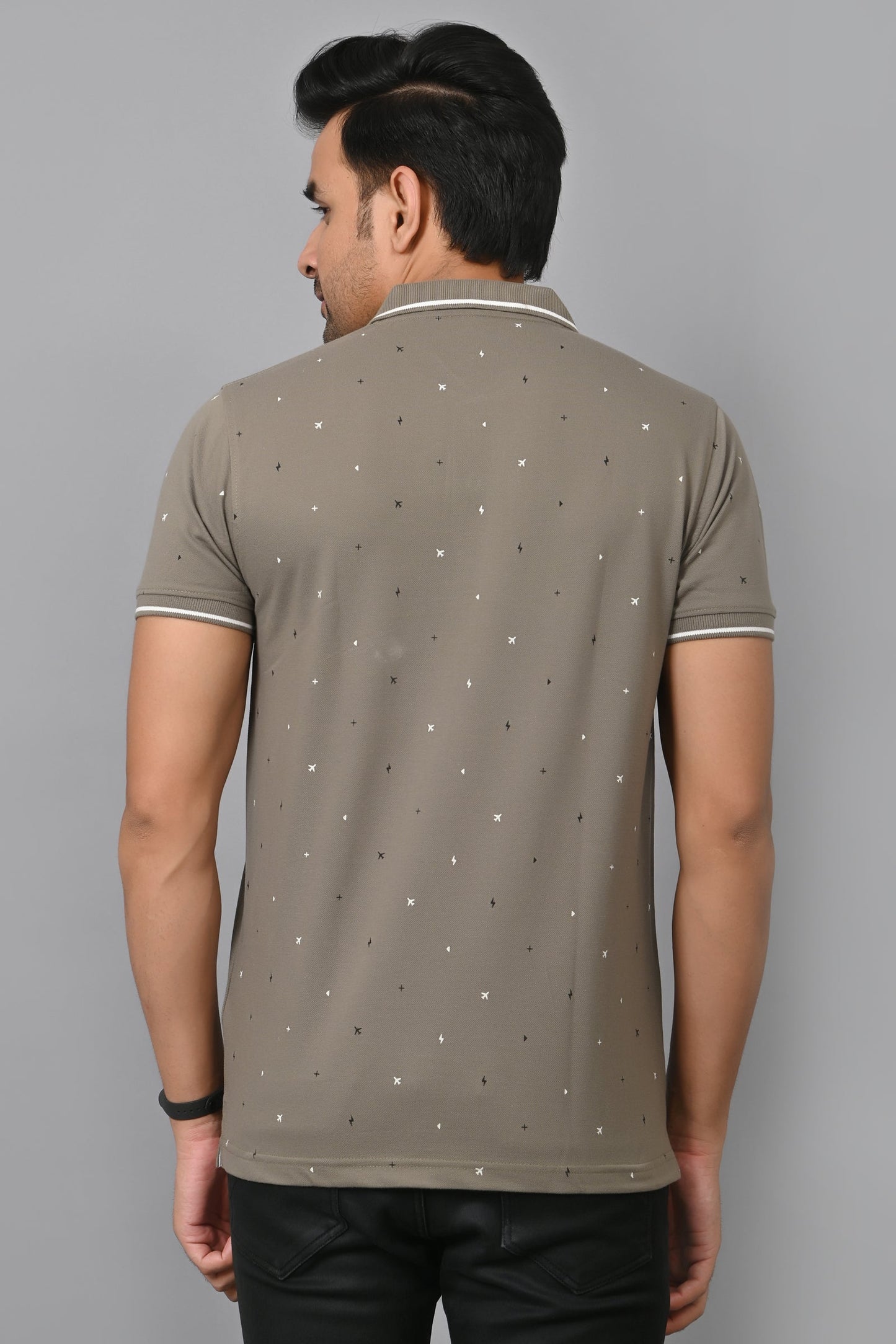 Arbour Men Printed Polo Neck Cotton Blend Half Sleeve T-Shirt