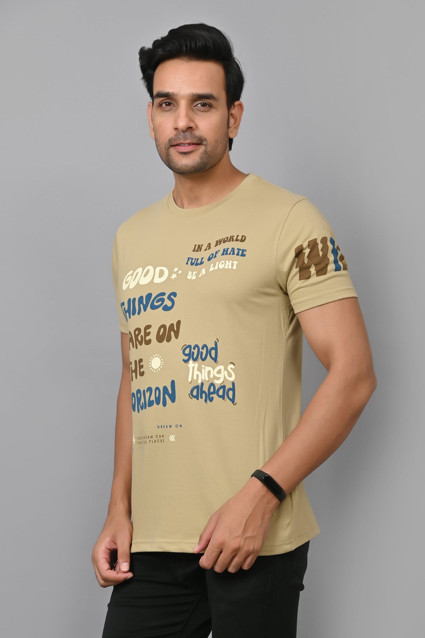 Arbour Men Printed Round Neck Cotton Blend T-Shirt
