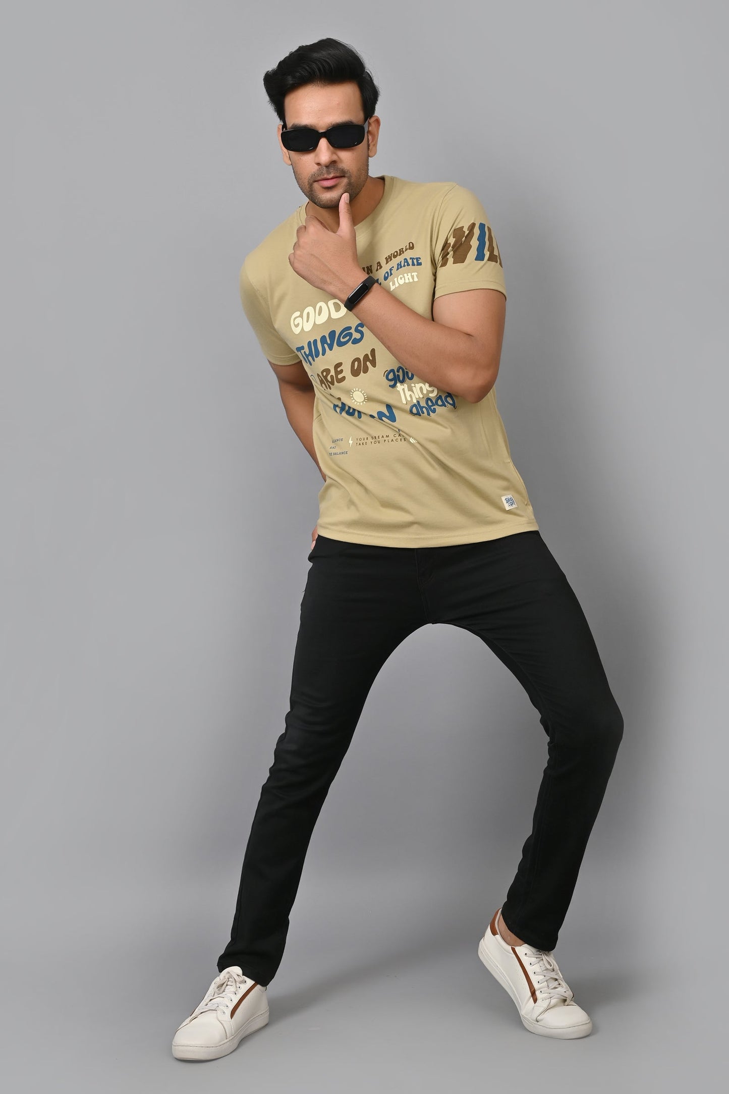 Arbour Men Printed Round Neck Cotton Blend T-Shirt