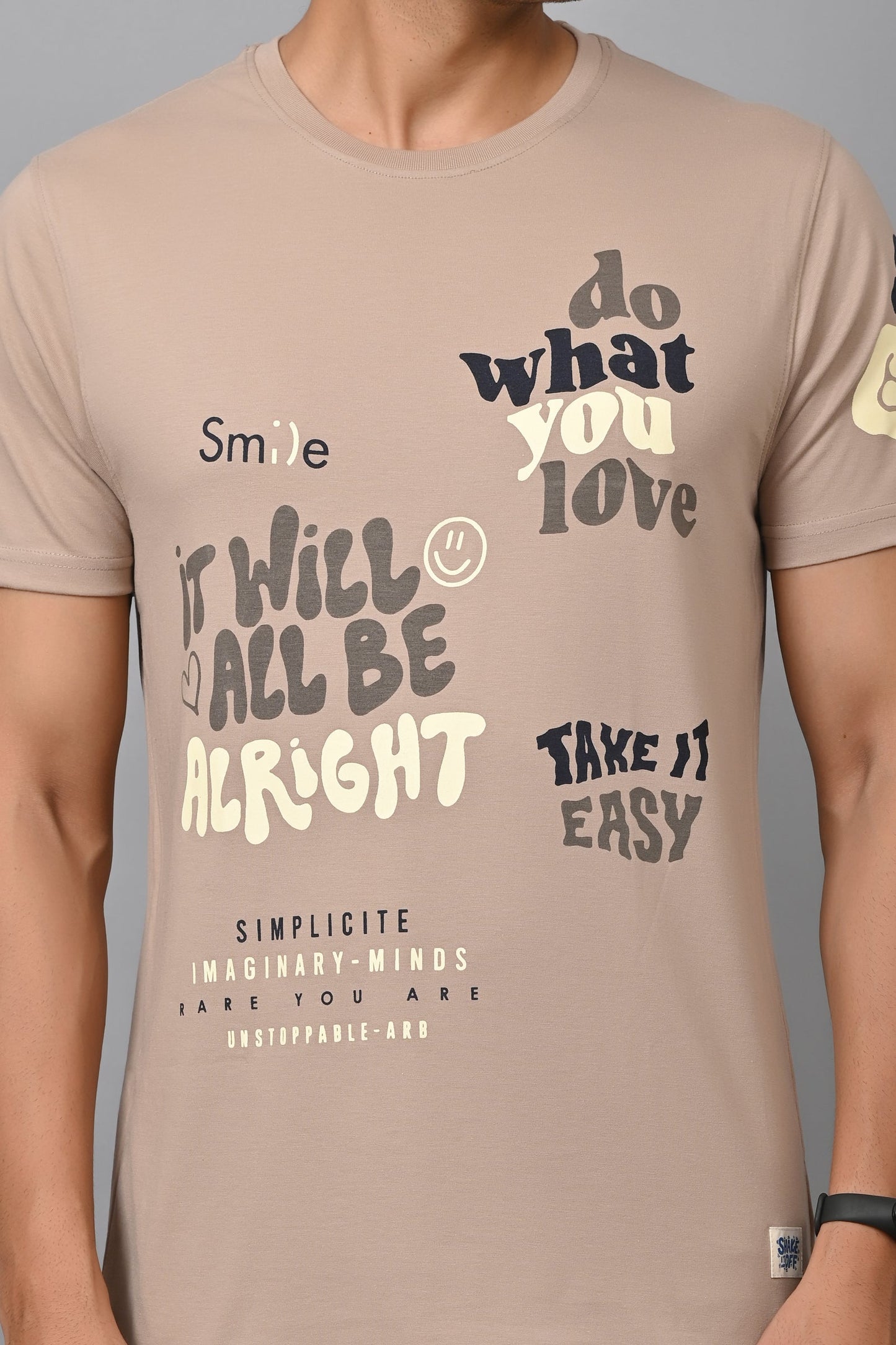 Arbour Men Printed Round Neck Cotton Blend T-Shirt