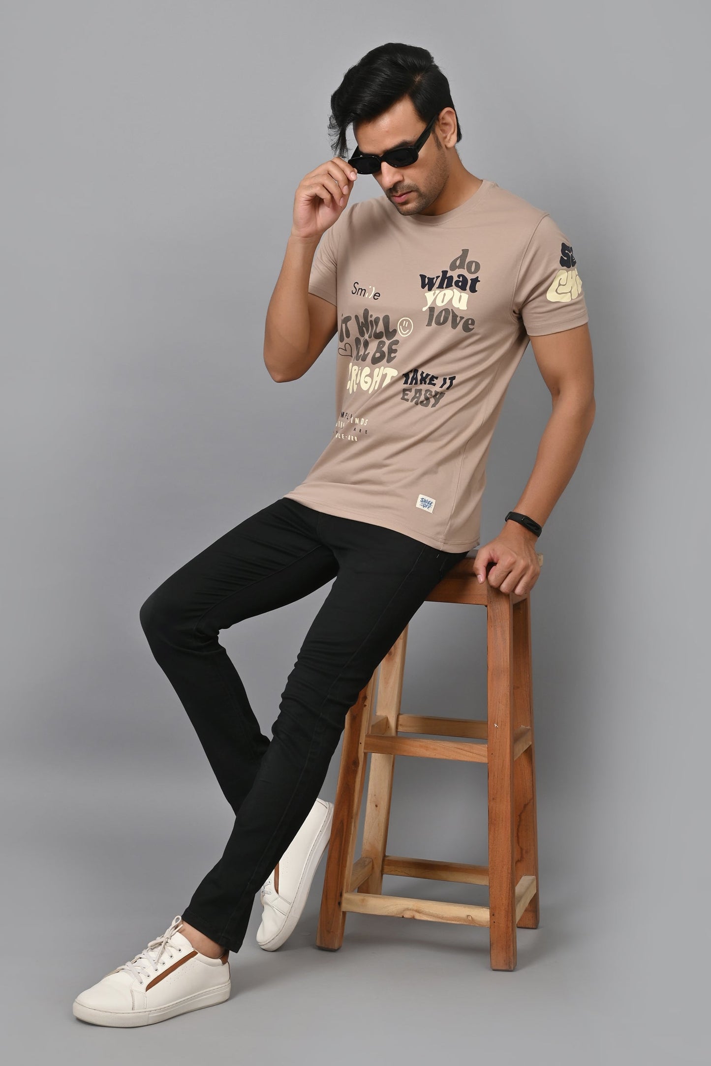 Arbour Men Printed Round Neck Cotton Blend T-Shirt