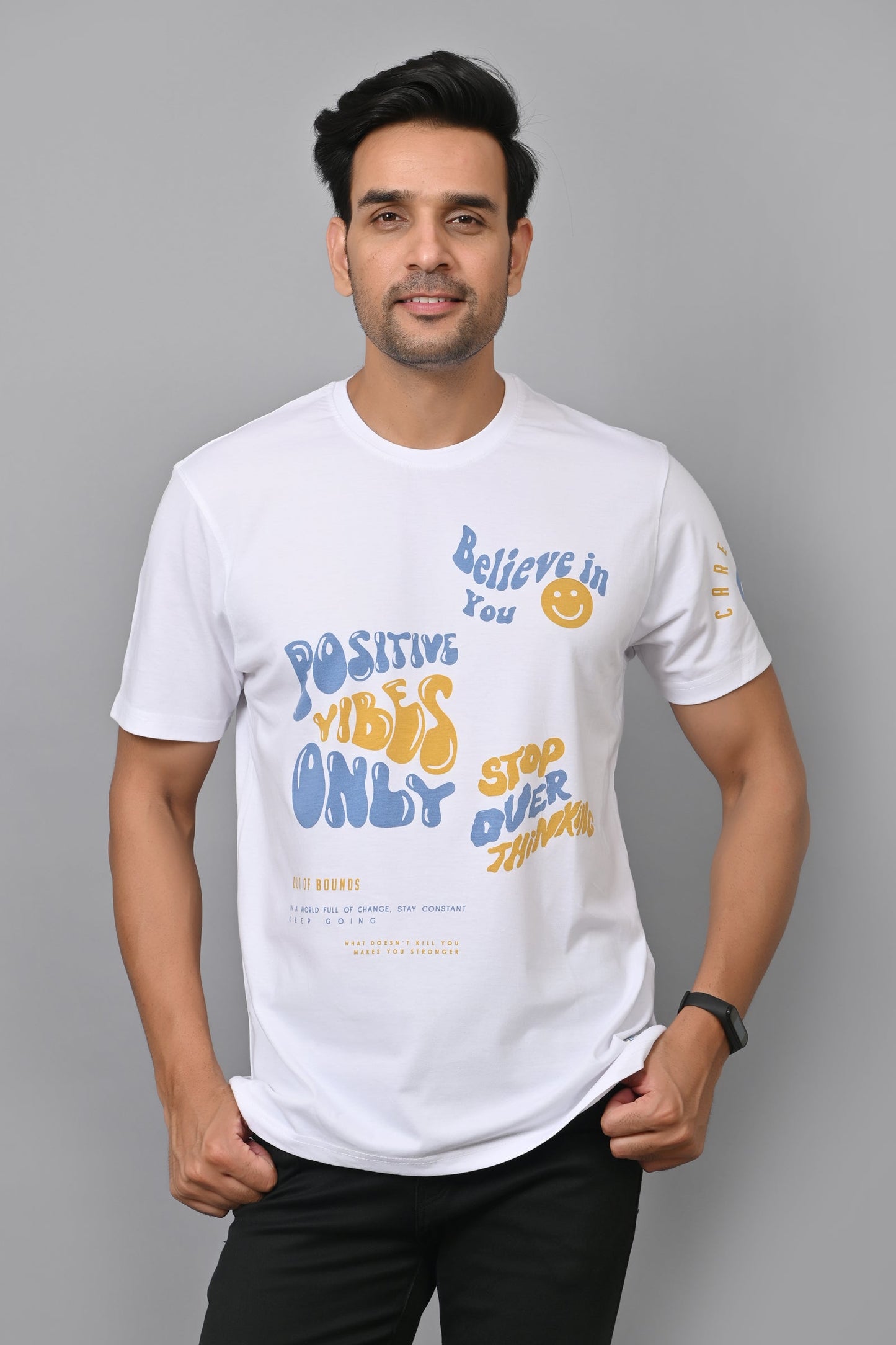 Arbour Men Printed Round Neck Cotton Blend T-Shirt