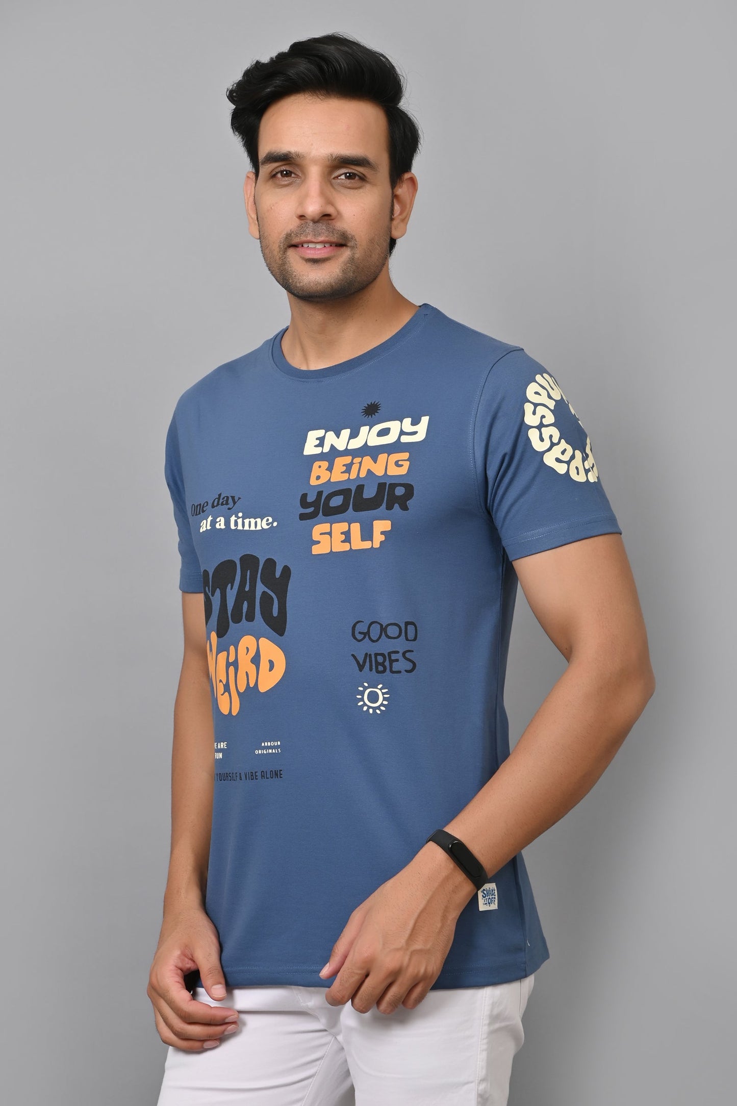 Arbour Men Printed Round Neck Cotton Blend T-Shirt
