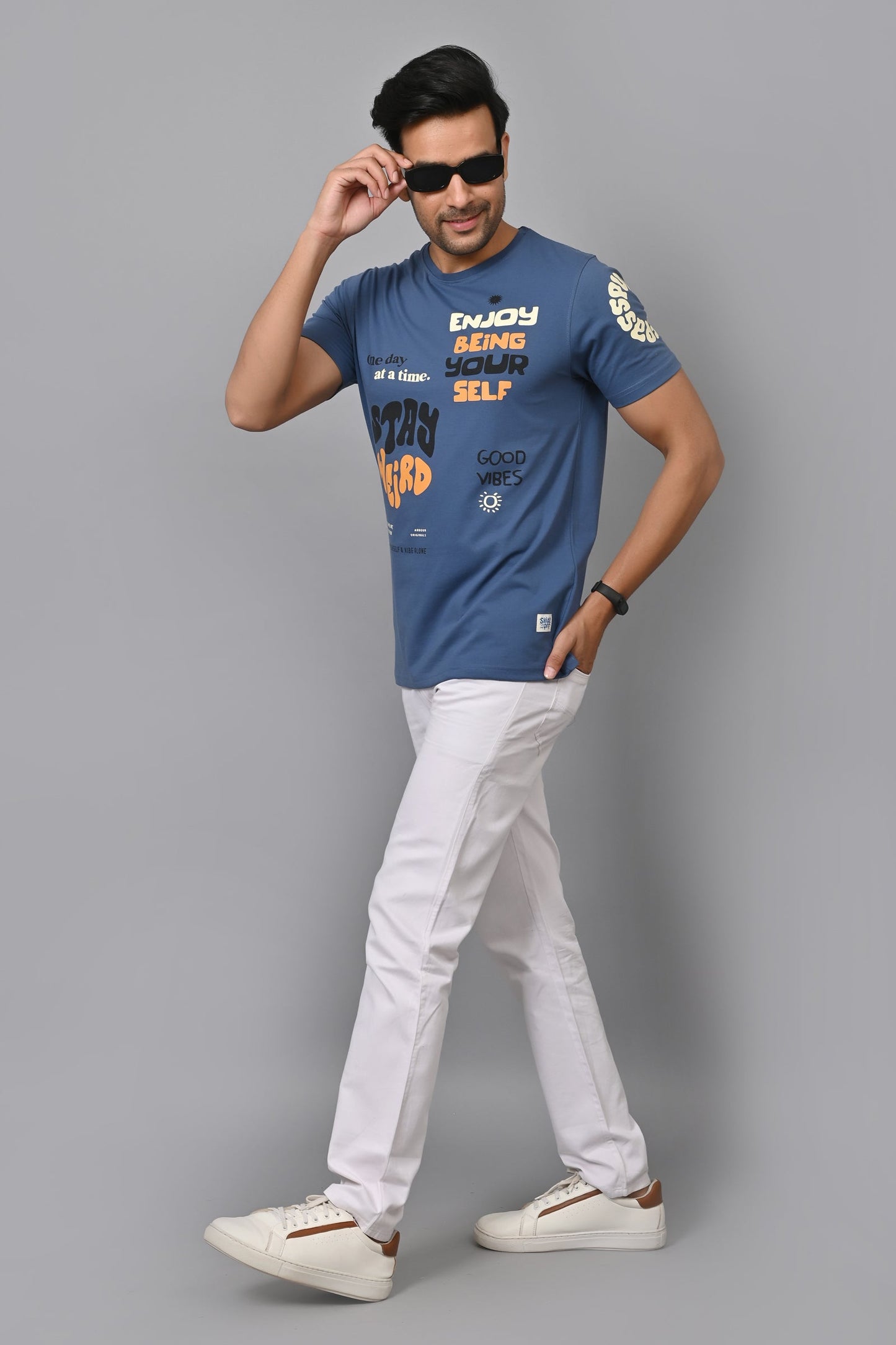 Arbour Men Printed Round Neck Cotton Blend T-Shirt