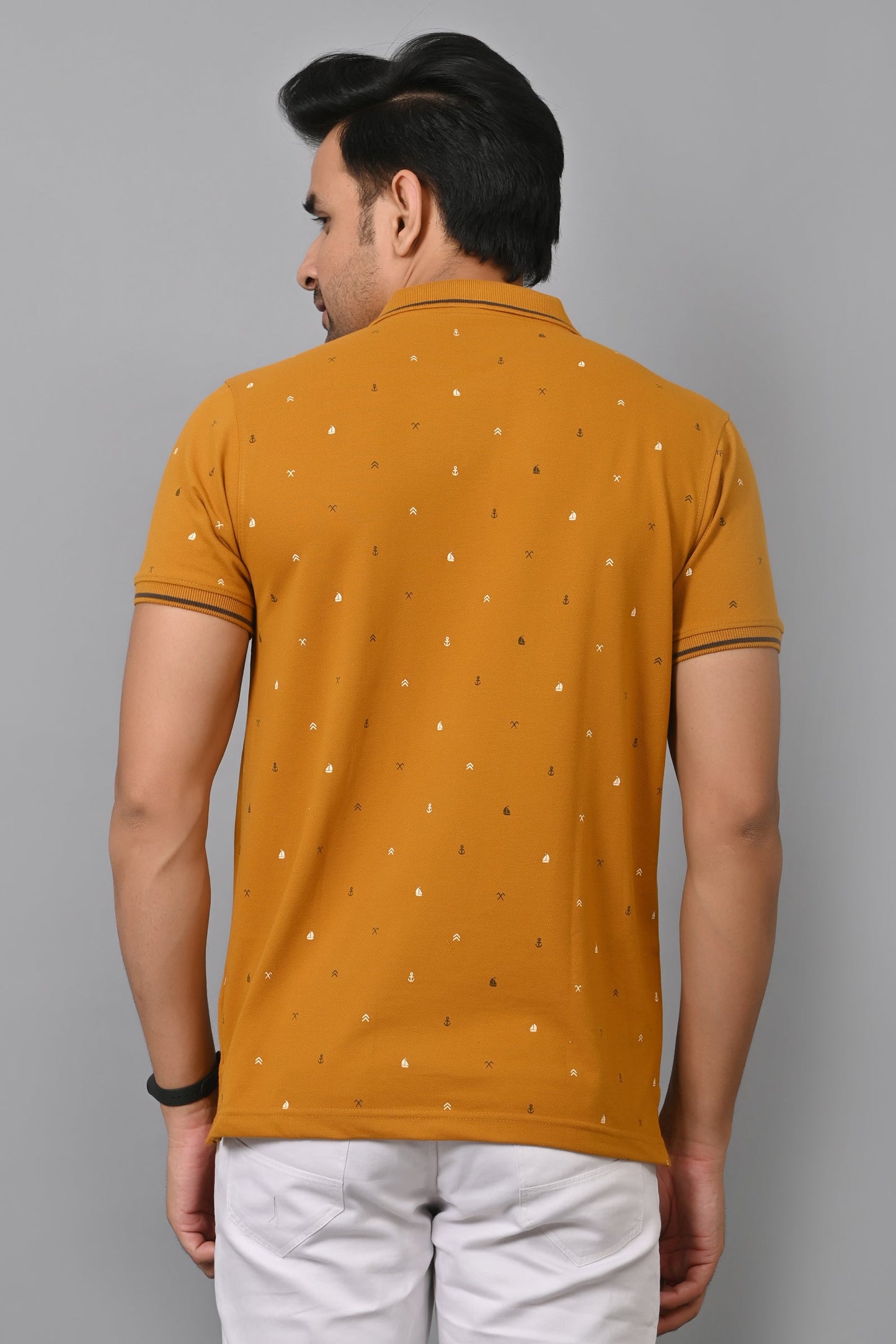 Arbour Men Printed Polo Neck Cotton Blend Half Sleeve T-Shirt