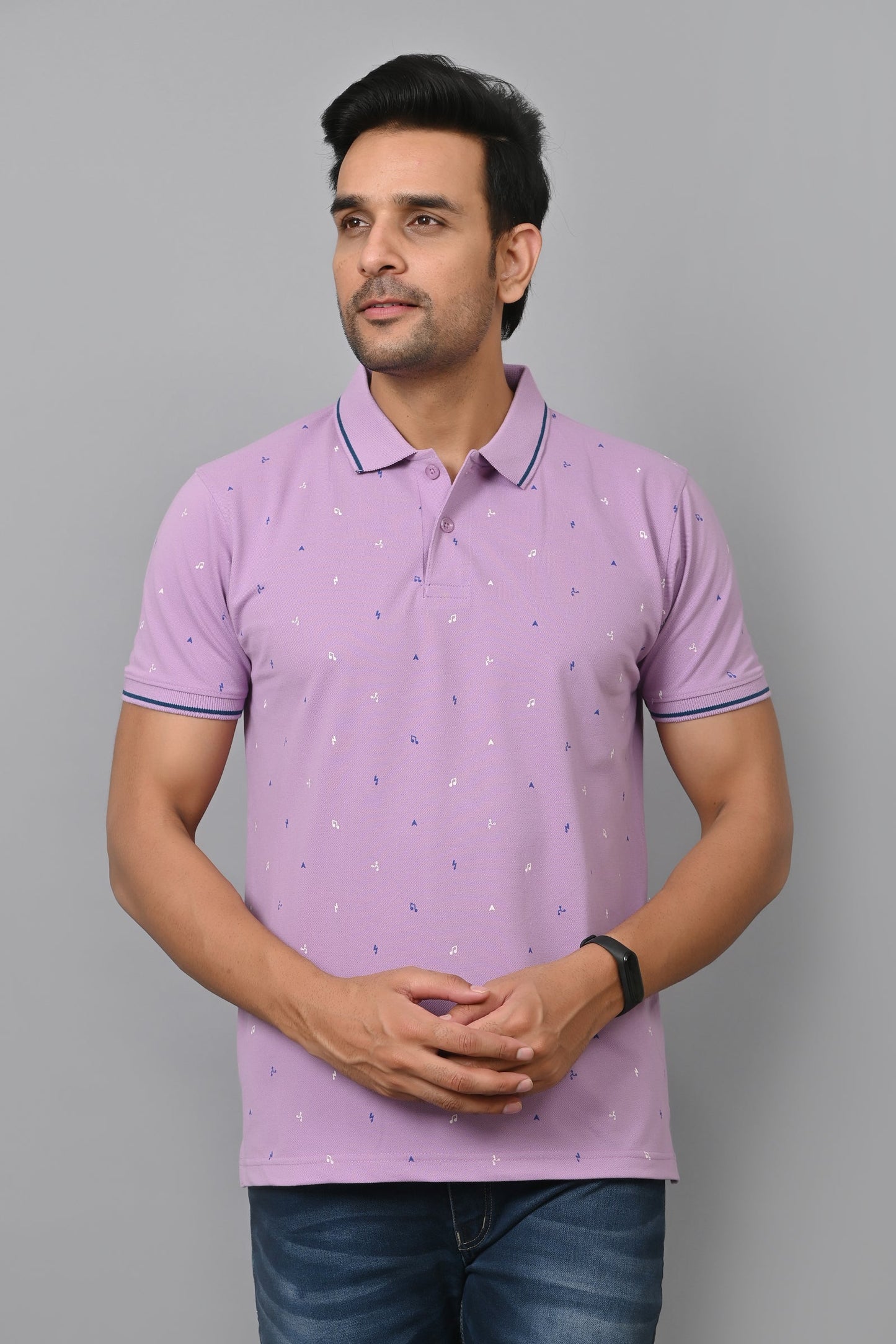 Arbour Men Printed Polo Neck Cotton Blend Half Sleeve T-Shirt