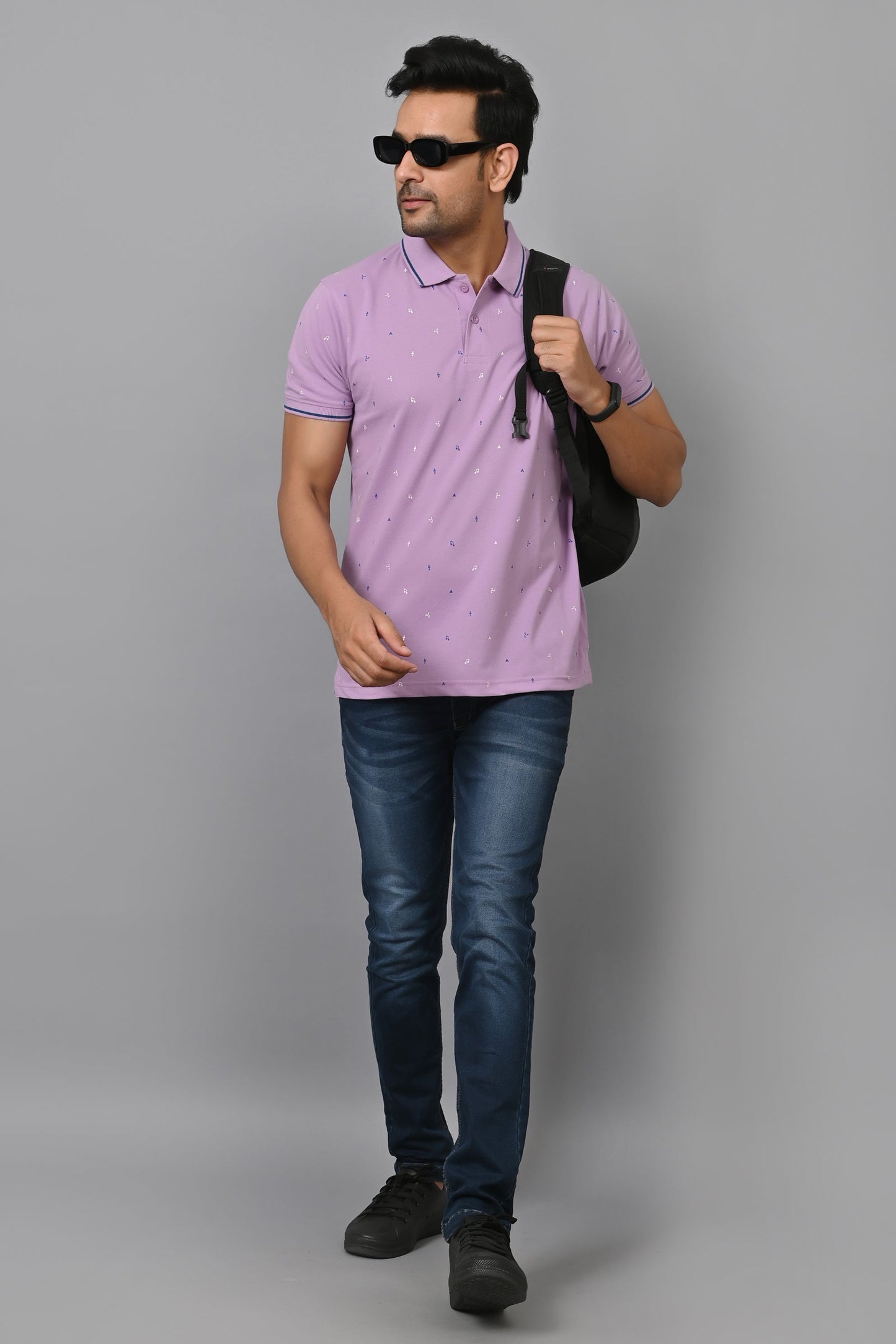 Arbour Men Printed Polo Neck Cotton Blend Half Sleeve T-Shirt