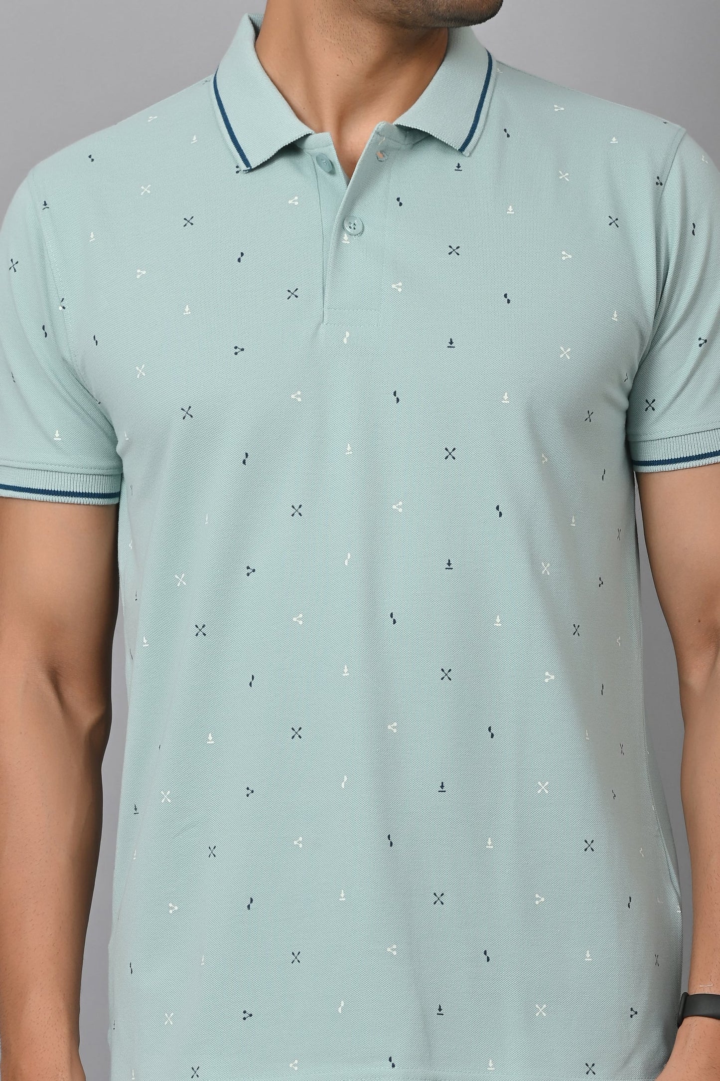 Arbour Men Printed Polo Neck Cotton Blend Half Sleeve T-Shirt