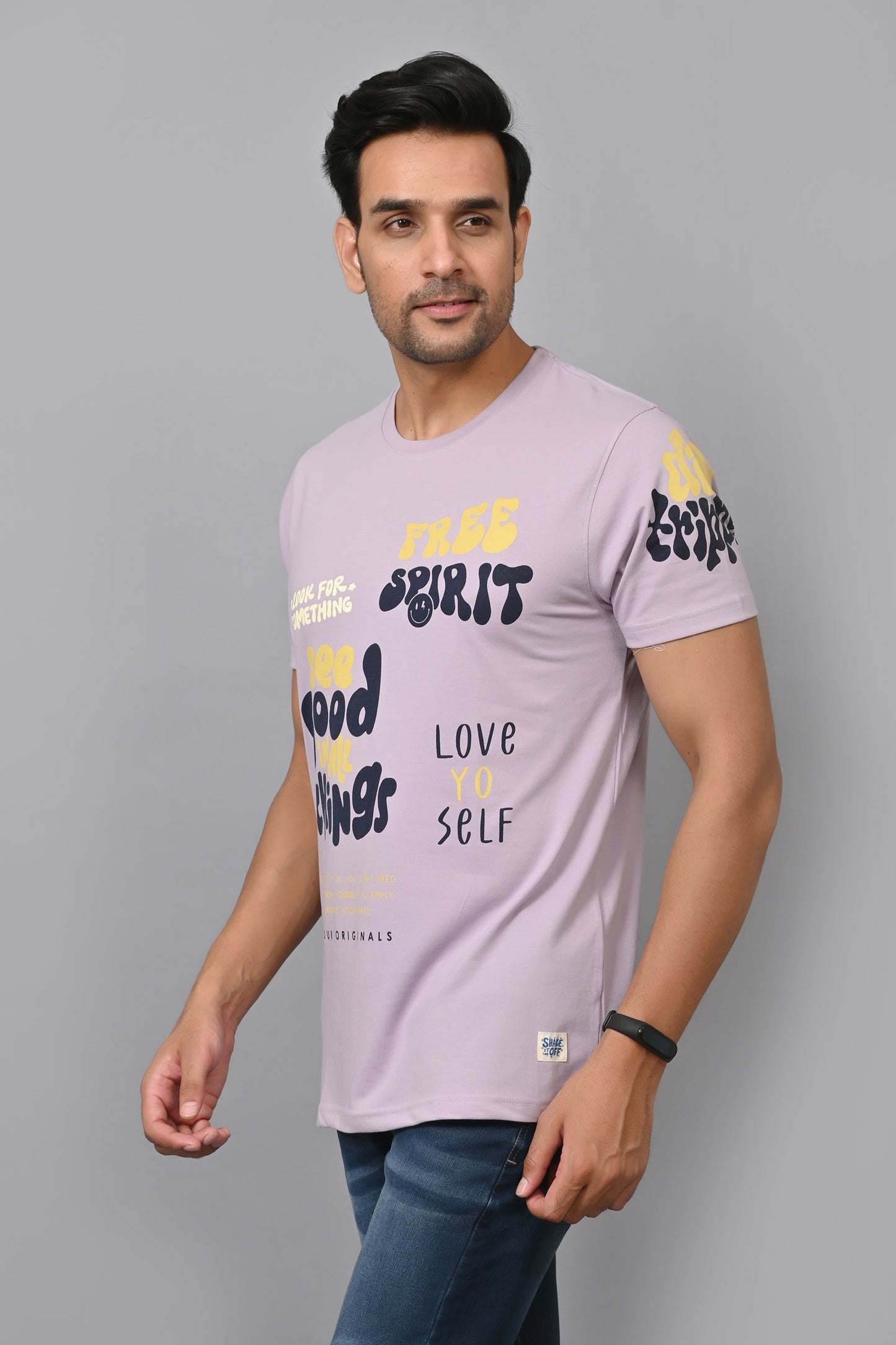 Arbour Men Printed Round Neck Cotton Blend T-Shirt