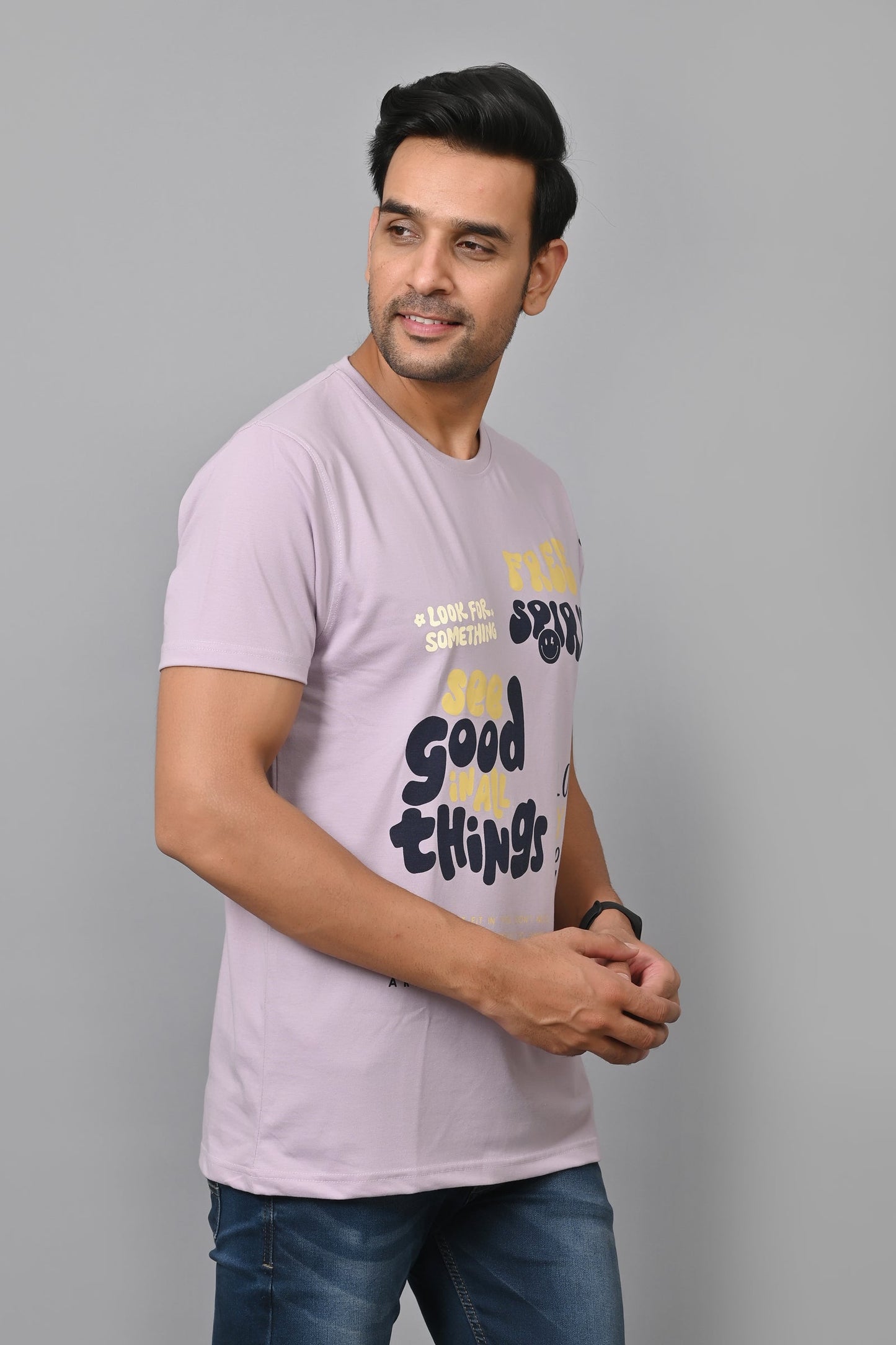 Arbour Men Printed Round Neck Cotton Blend T-Shirt