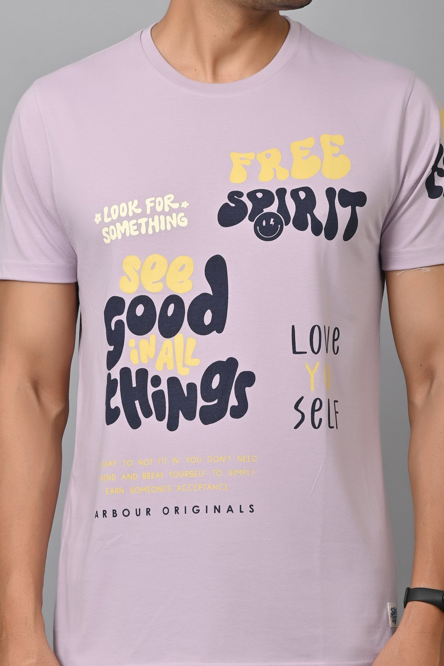 Arbour Men Printed Round Neck Cotton Blend T-Shirt