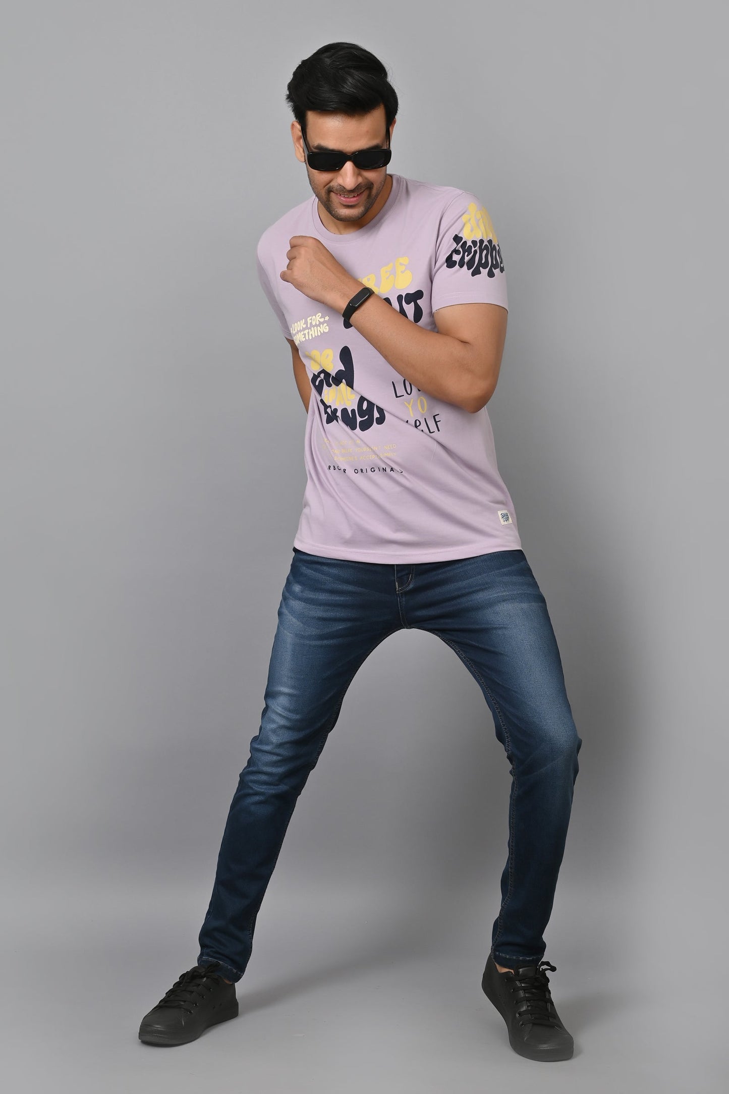 Arbour Men Printed Round Neck Cotton Blend T-Shirt