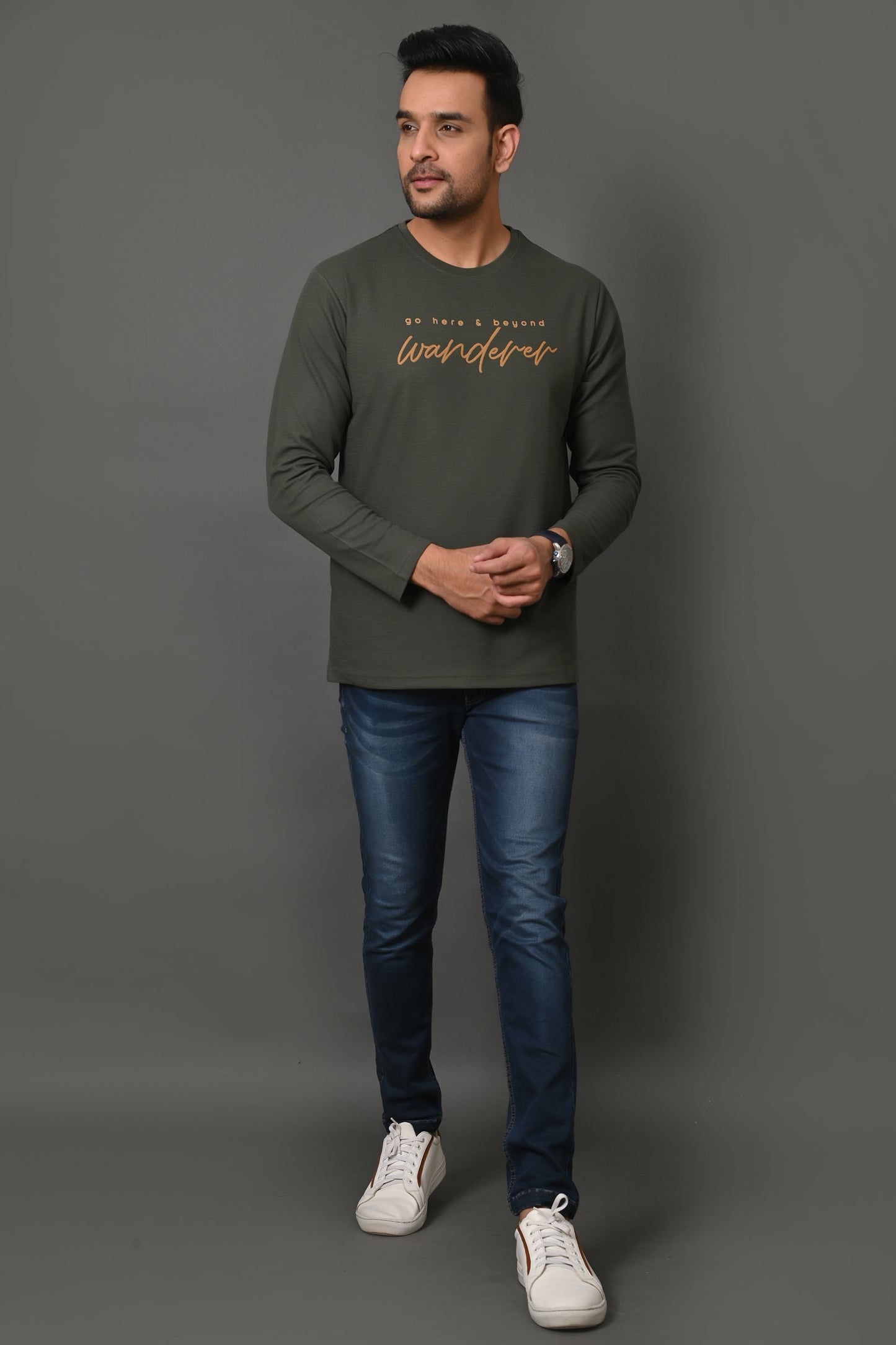 Arbour Men Round Neck Printed Full Sleeves T-Shirt