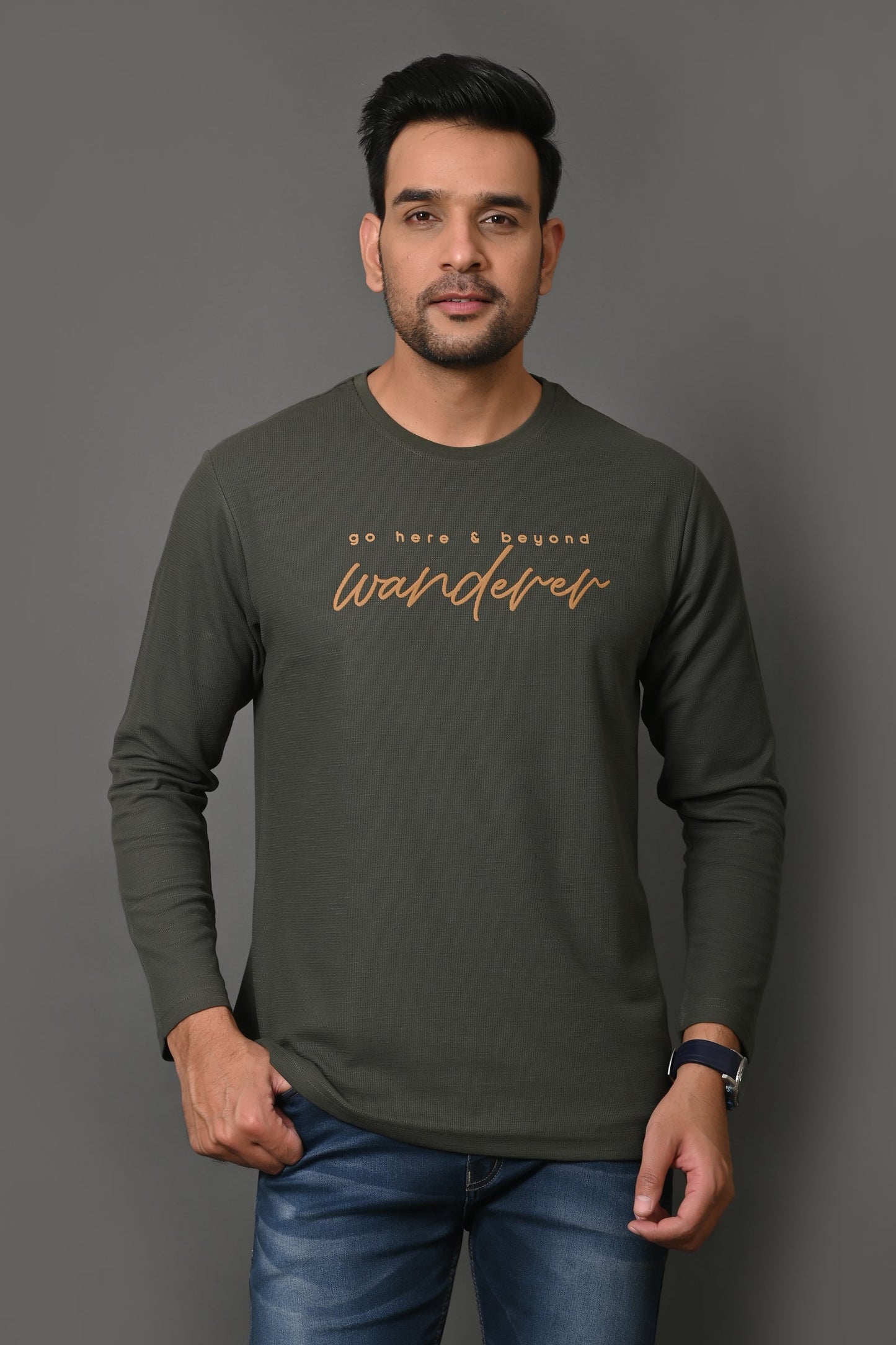 Arbour Men Round Neck Printed Full Sleeves T-Shirt