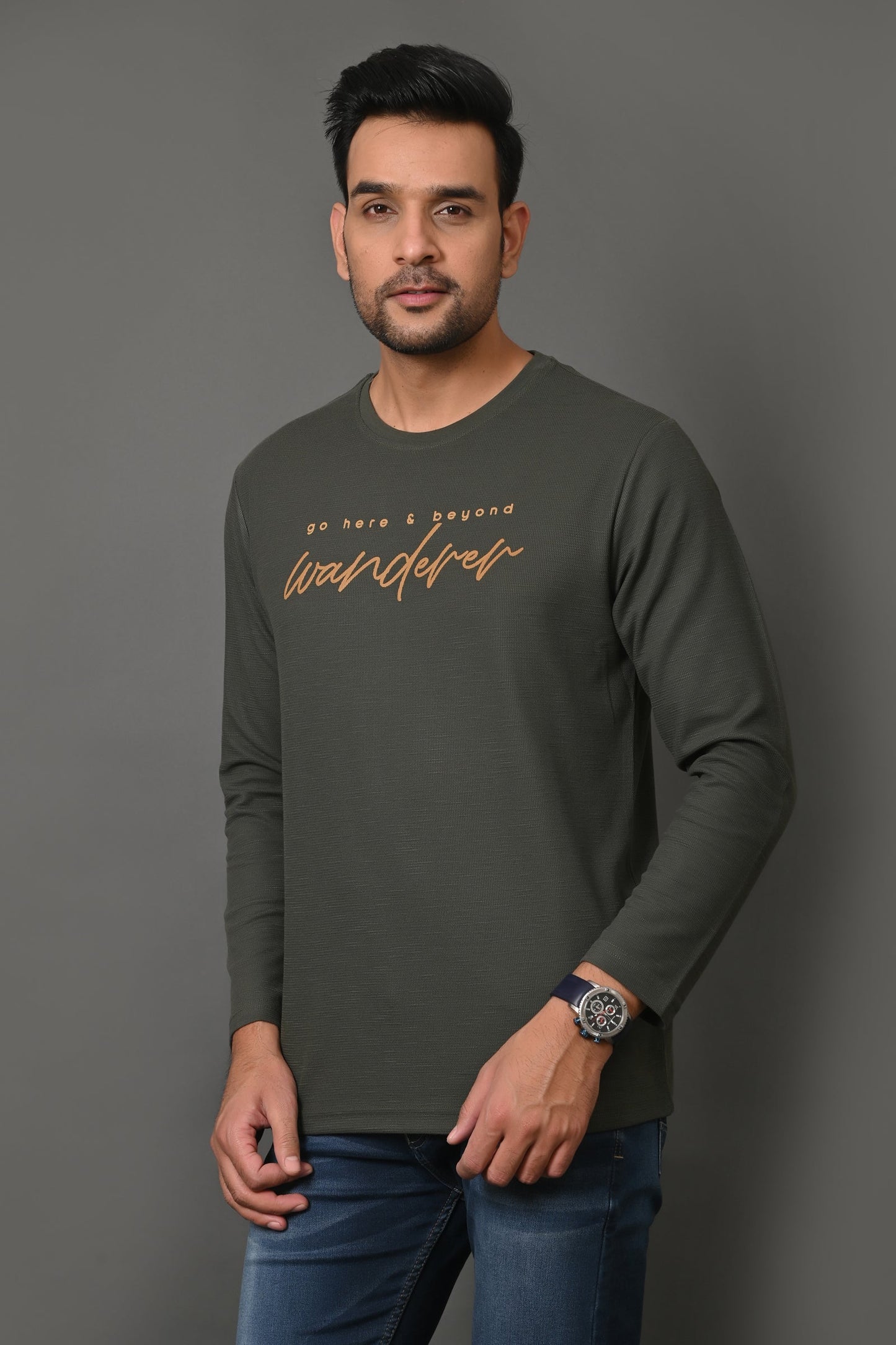 Arbour Men Round Neck Printed Full Sleeves T-Shirt