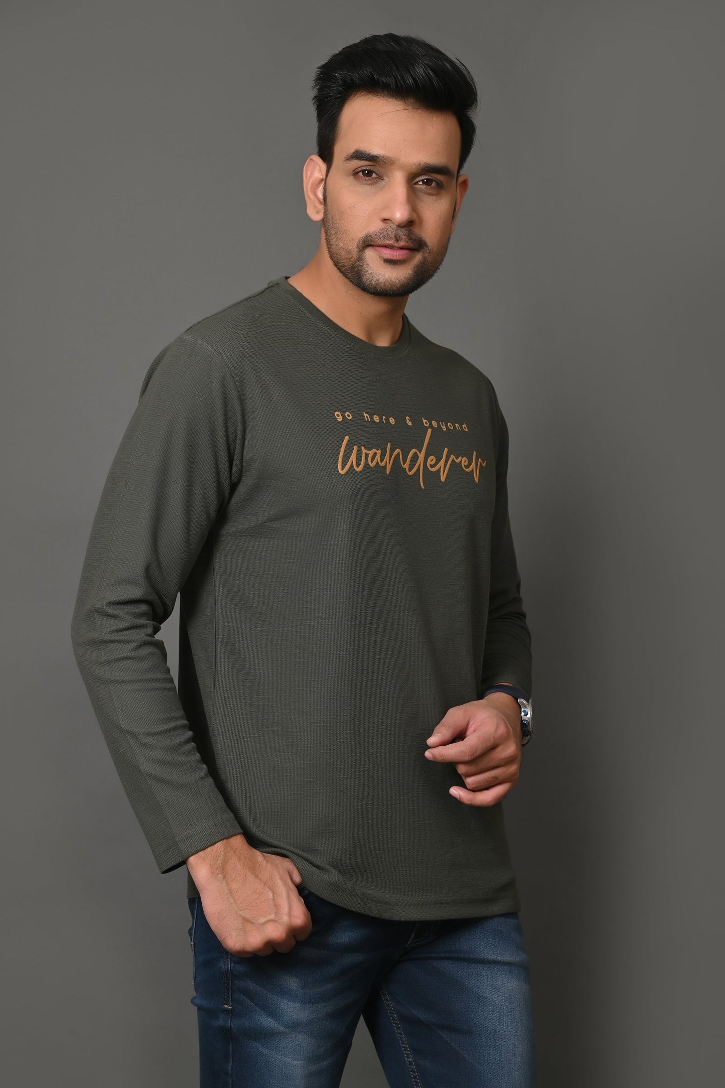 Arbour Men Round Neck Printed Full Sleeves T-Shirt