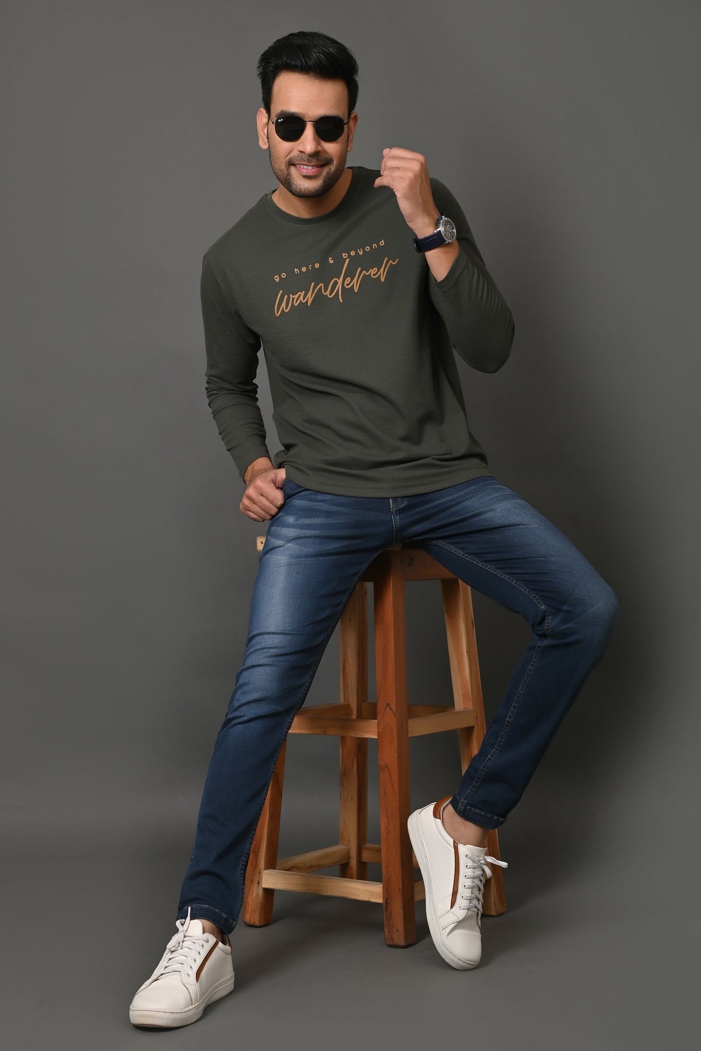 Arbour Men Round Neck Printed Full Sleeves T-Shirt
