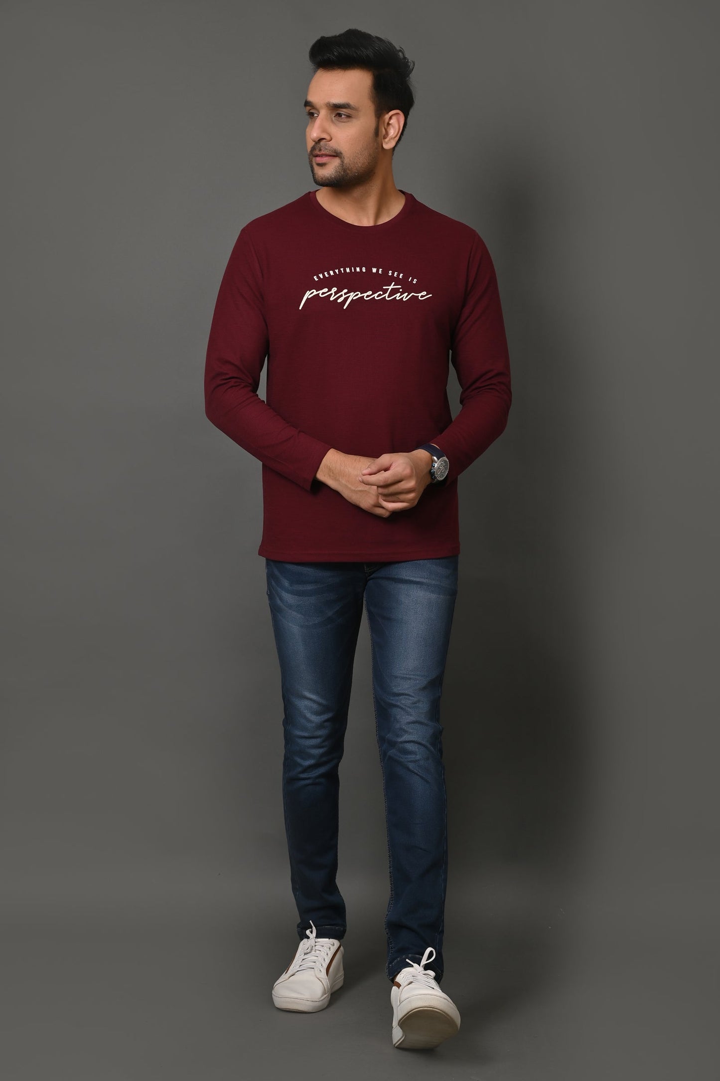 Arbour Men Round Neck Printed Full Sleeves T-Shirt