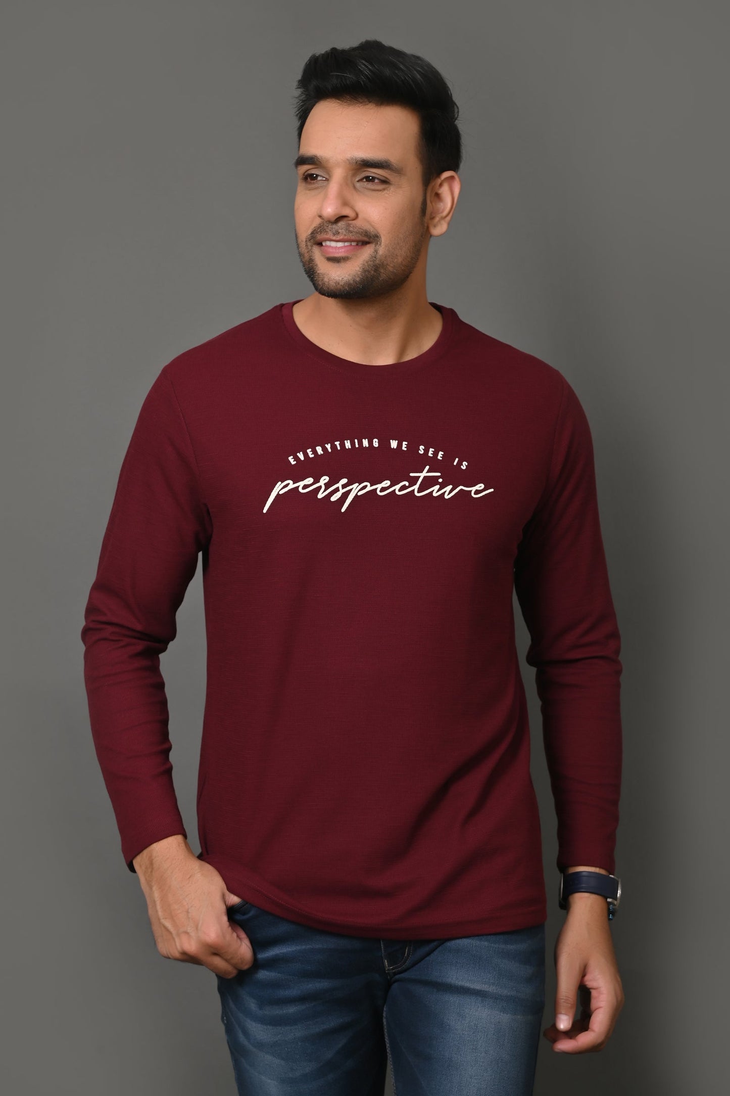 Arbour Men Round Neck Printed Full Sleeves T-Shirt