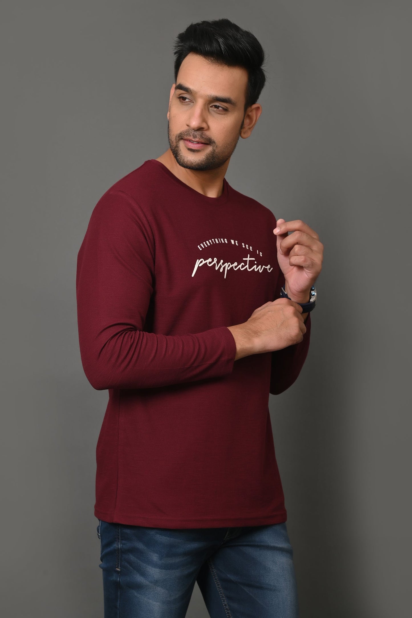 Arbour Men Round Neck Printed Full Sleeves T-Shirt