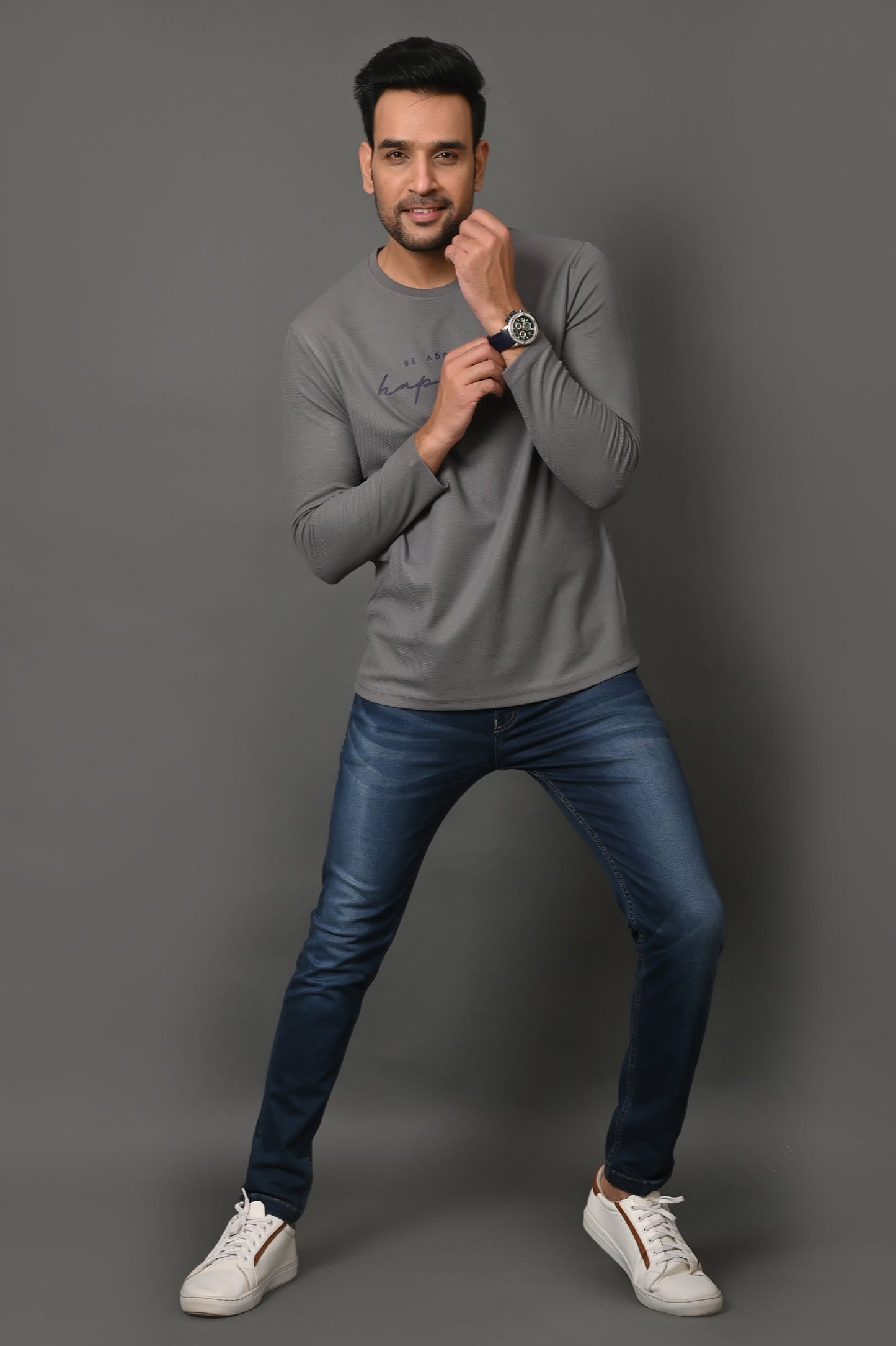 Arbour Men Round Neck Printed Full Sleeves T-Shirt