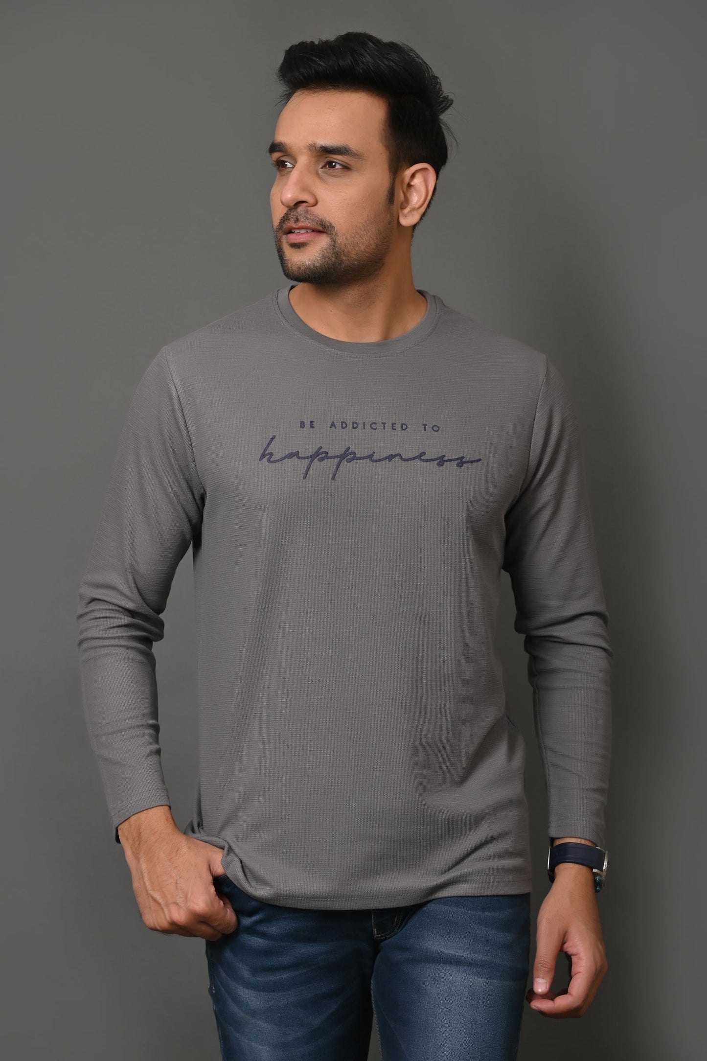 Arbour Men Round Neck Printed Full Sleeves T-Shirt