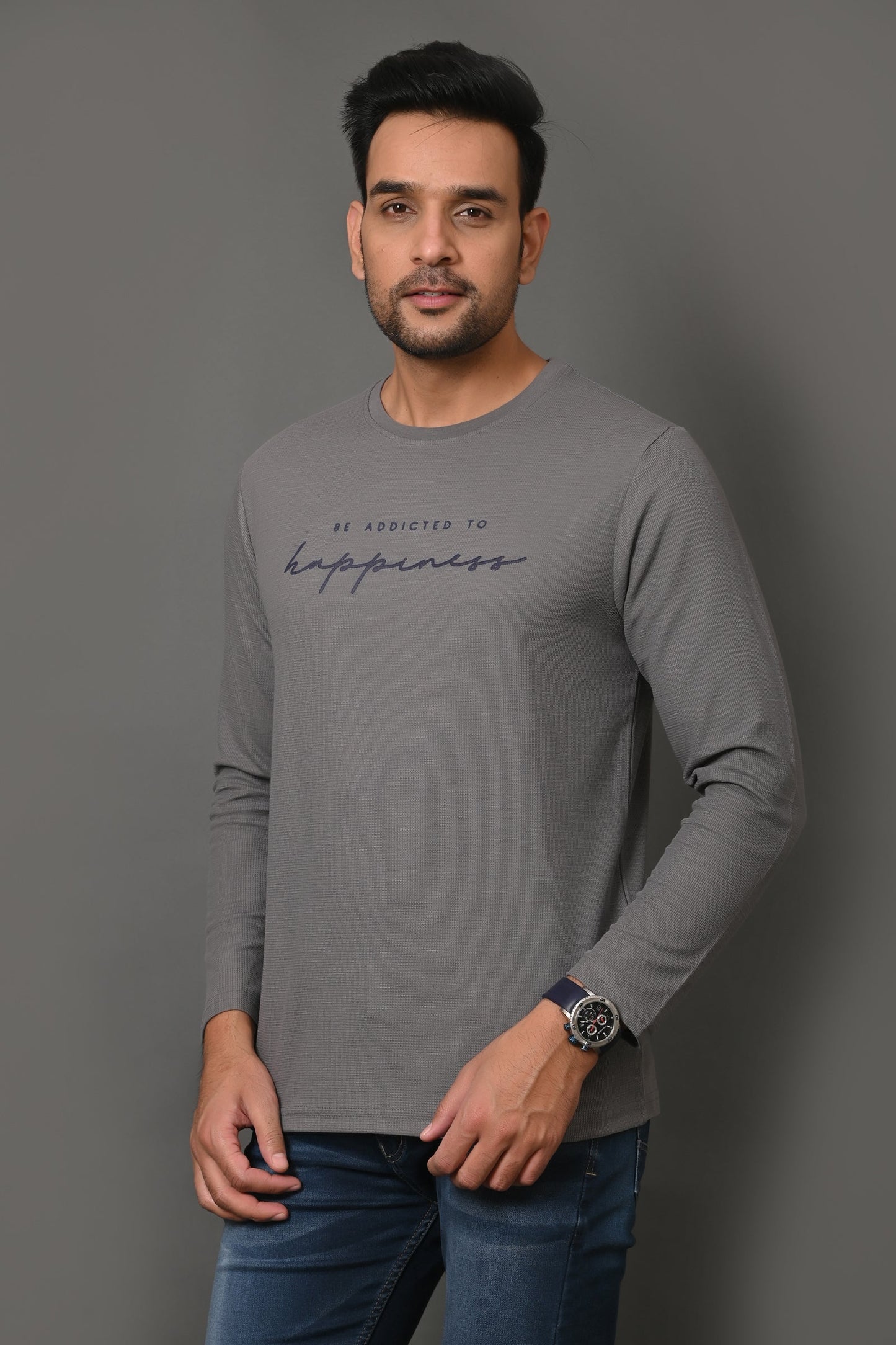 Arbour Men Round Neck Printed Full Sleeves T-Shirt