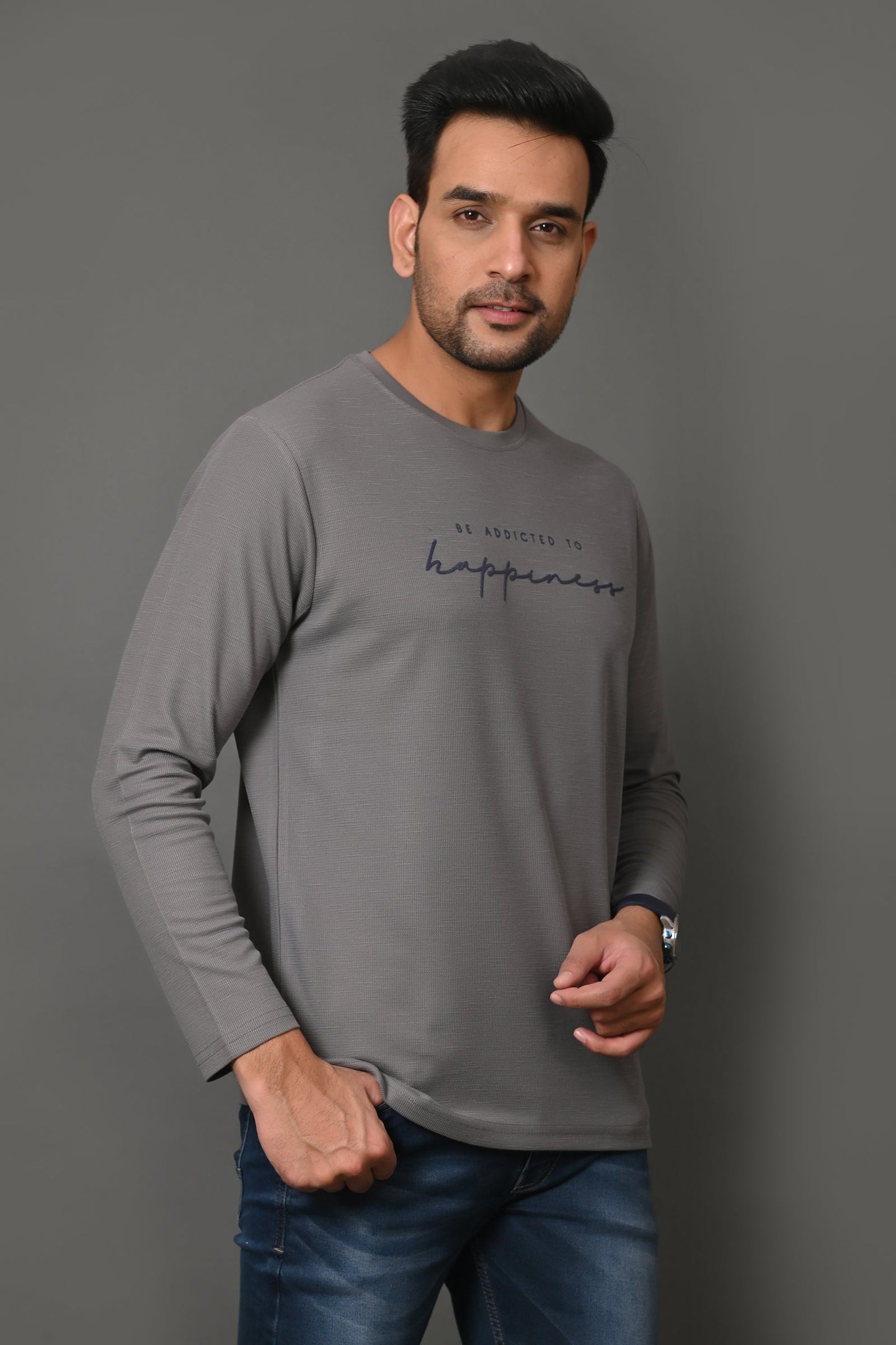 Arbour Men Round Neck Printed Full Sleeves T-Shirt