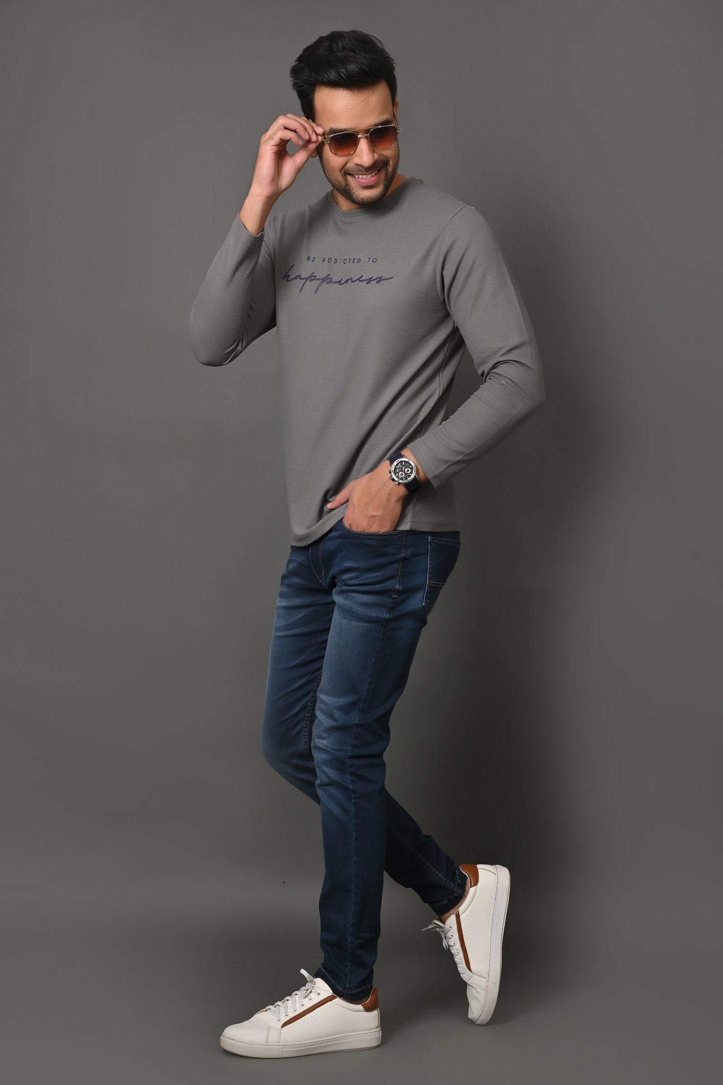Arbour Men Round Neck Printed Full Sleeves T-Shirt