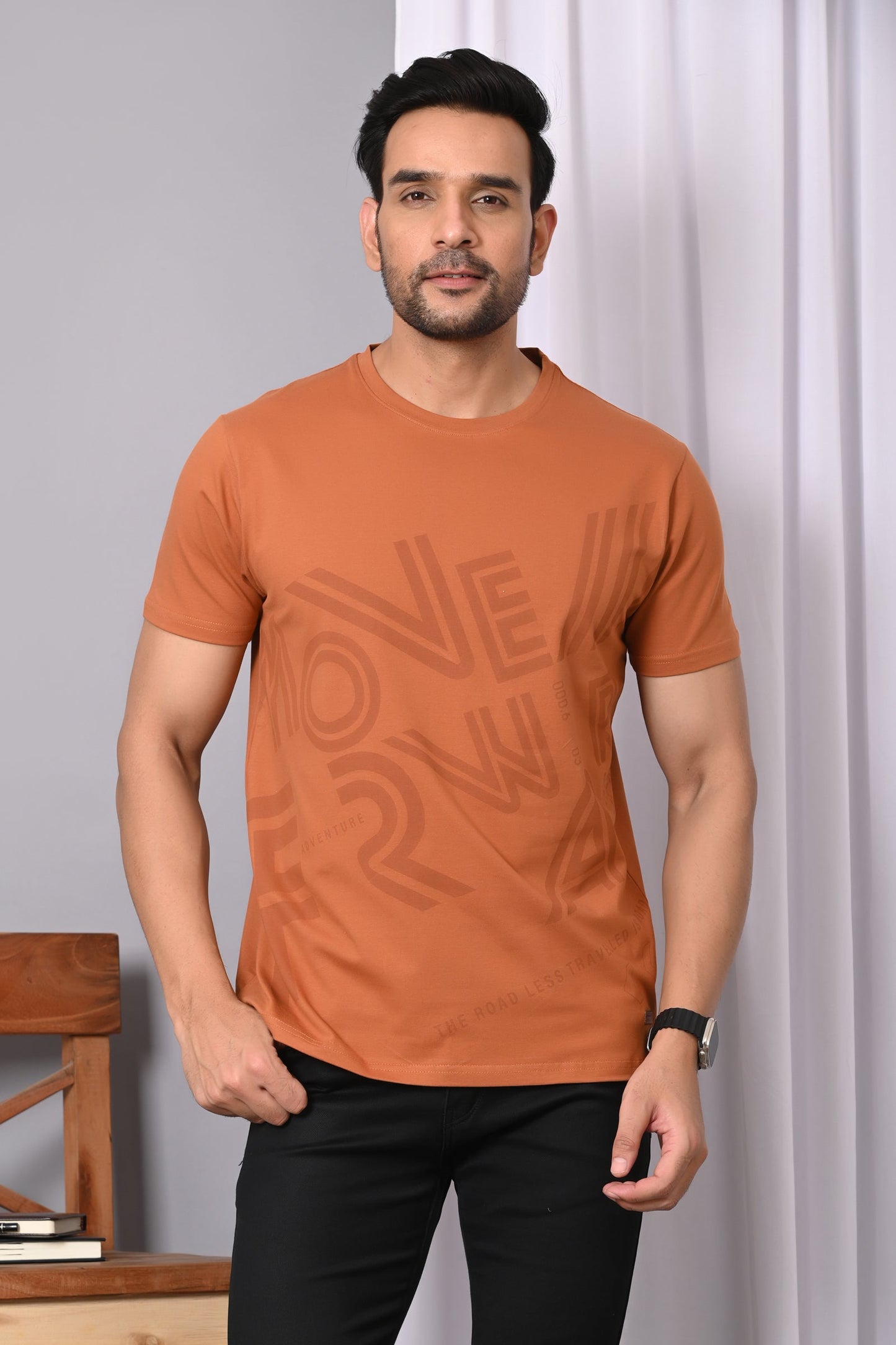 Arbour Men Round Neck Cotton Blend T-Shirt