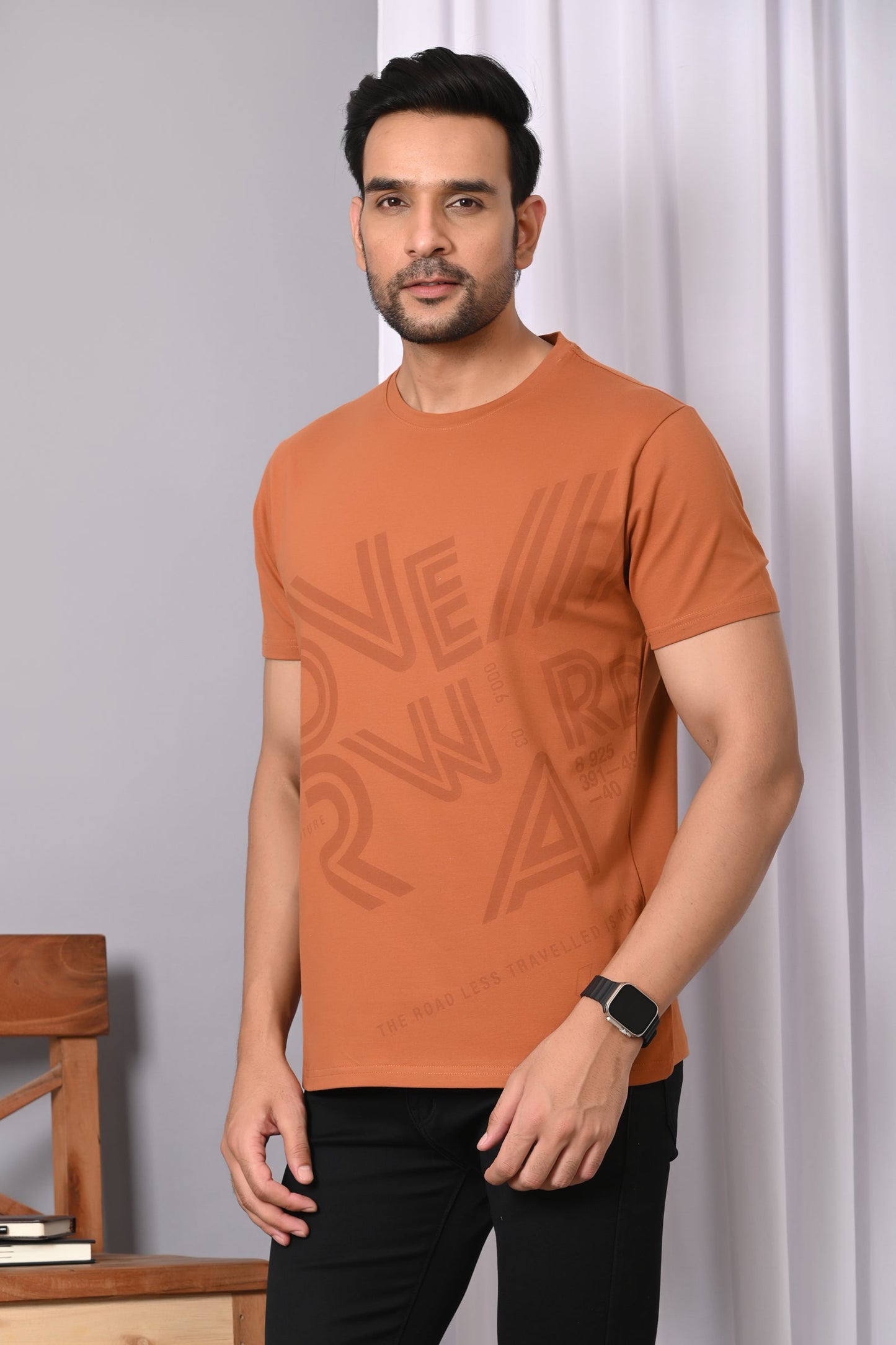 Arbour Men Round Neck Cotton Blend T-Shirt
