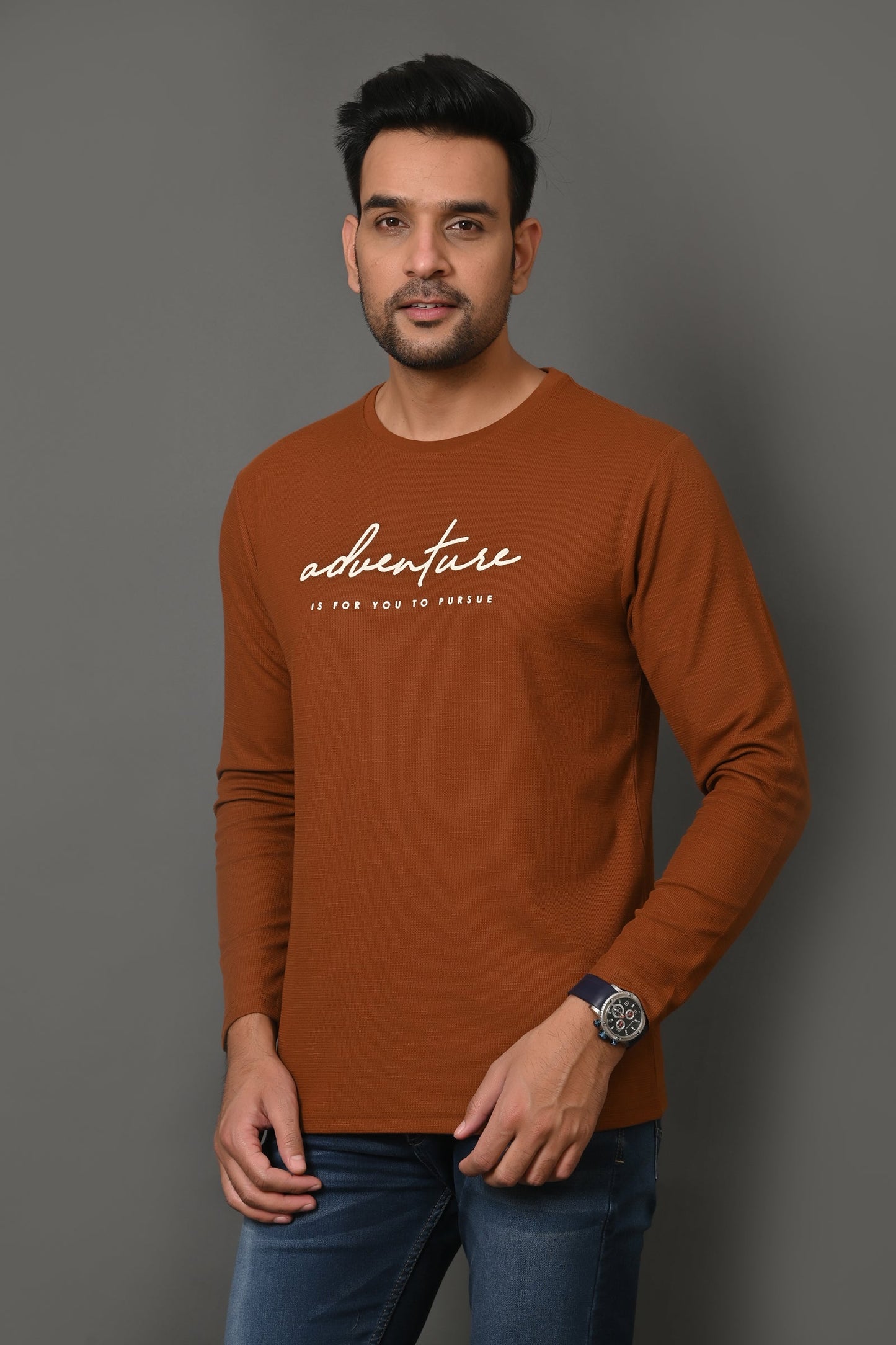 Arbour Men Round Neck Printed Full Sleeves T-Shirt