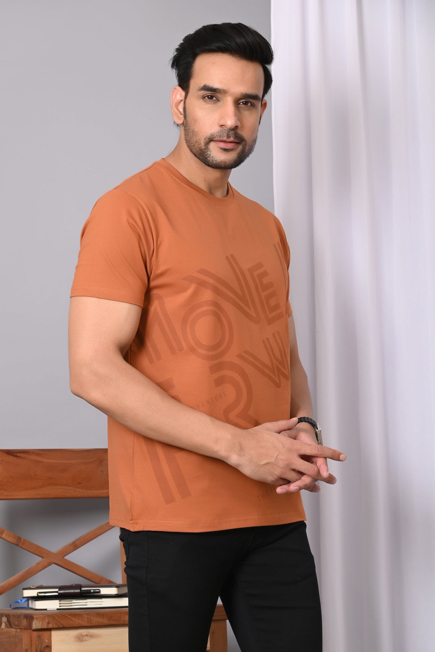 Arbour Men Round Neck Cotton Blend T-Shirt