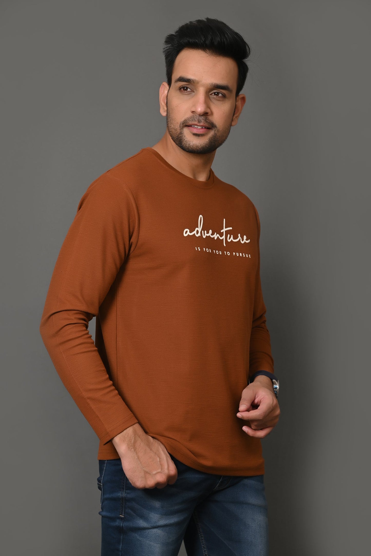 Arbour Men Round Neck Printed Full Sleeves T-Shirt