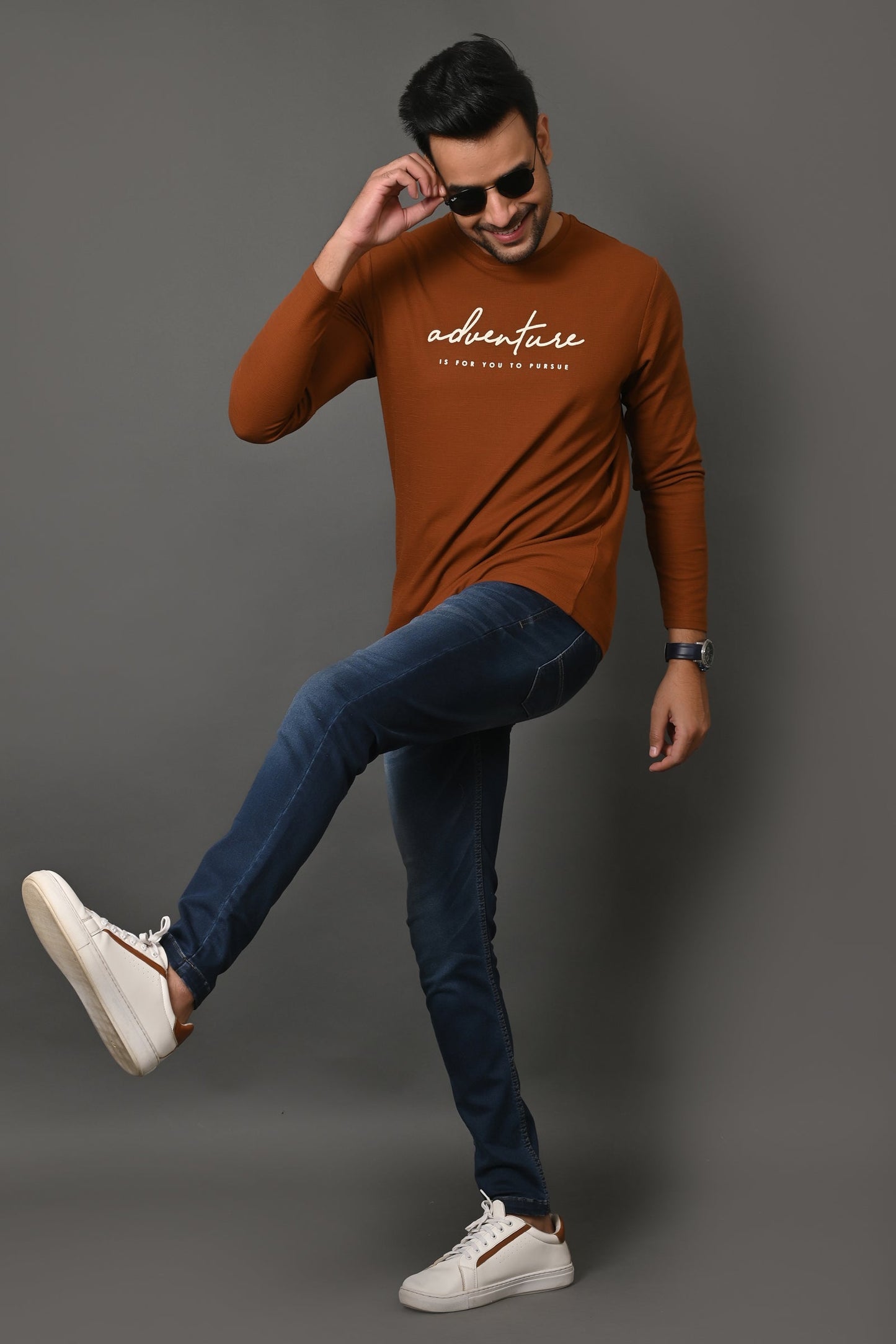 Arbour Men Round Neck Printed Full Sleeves T-Shirt