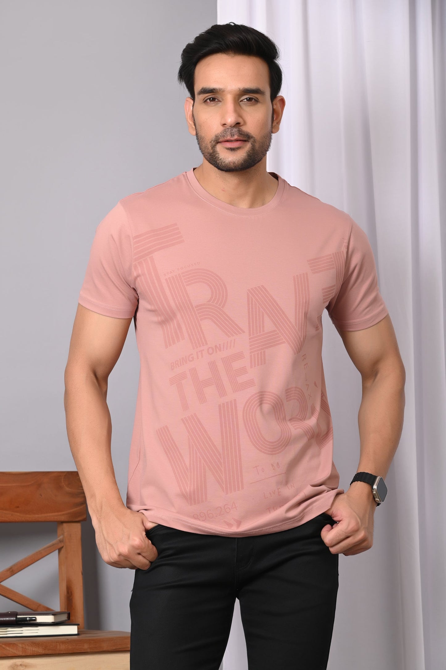 Arbour Men Round Neck Cotton Blend T-Shirt
