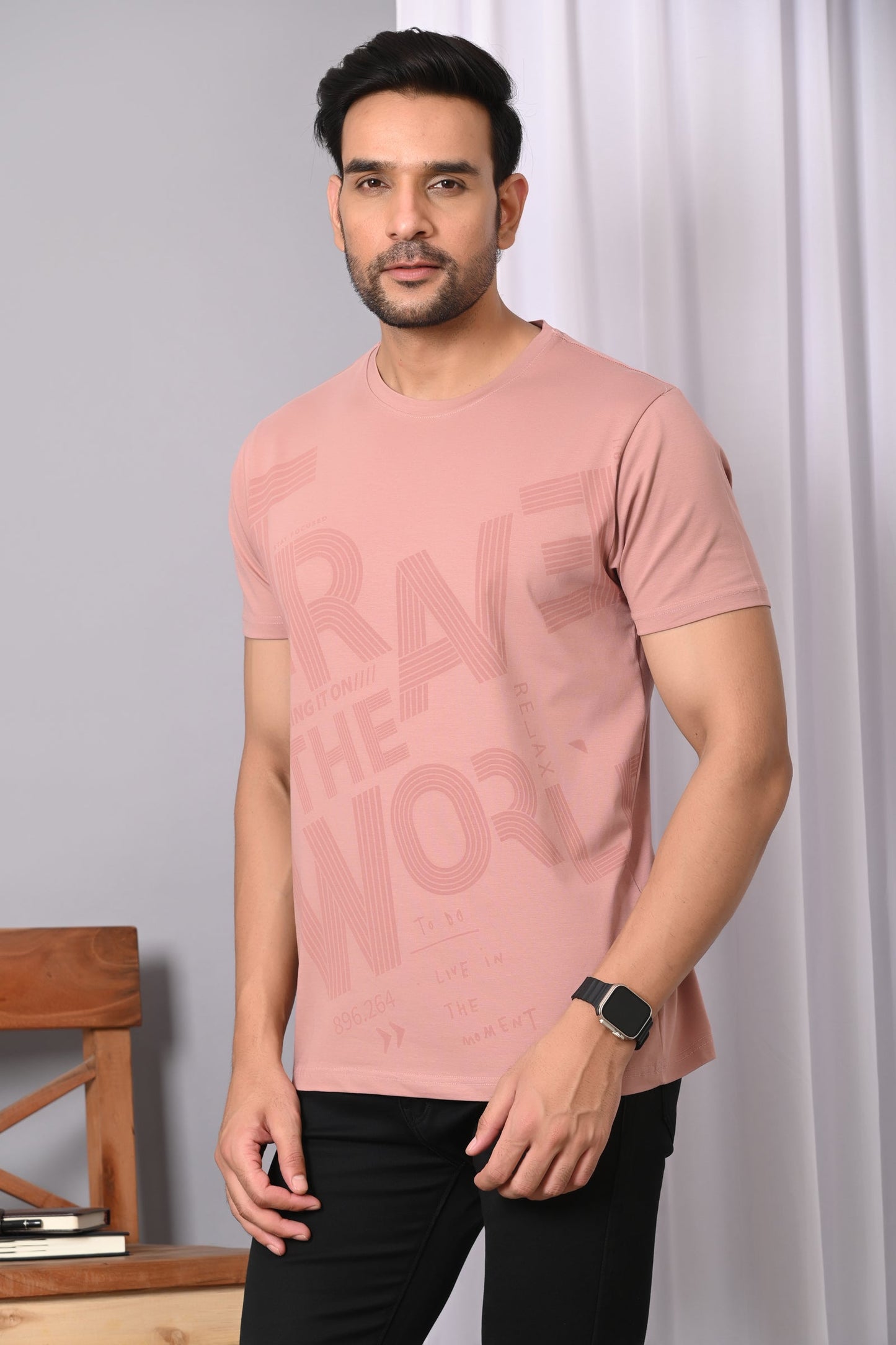Arbour Men Round Neck Cotton Blend T-Shirt