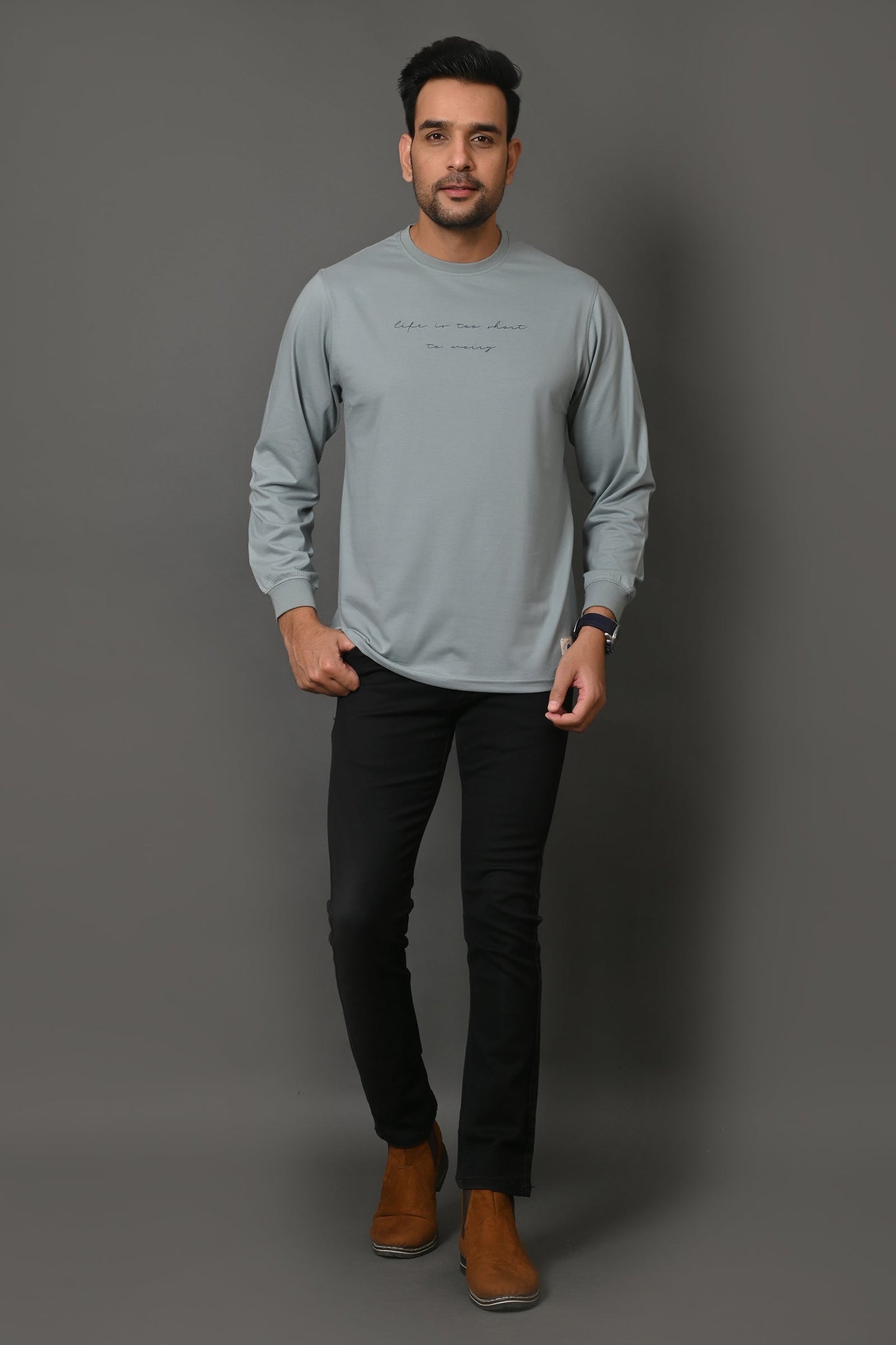 Arbour Men Printed Round Neck Cotton Blend T-Shirt